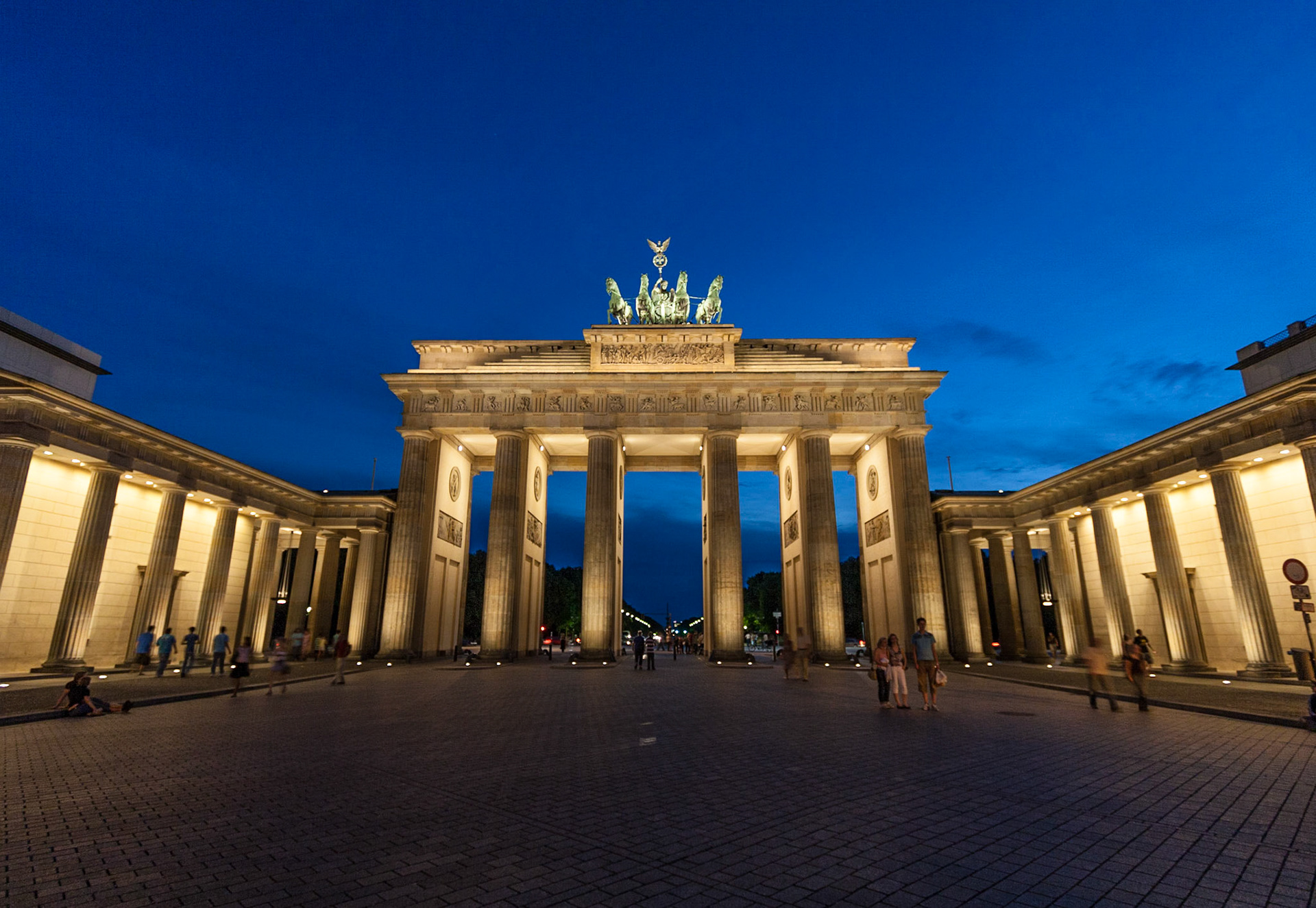 Evening at the Brandenburg Gate in Berlin, Germany