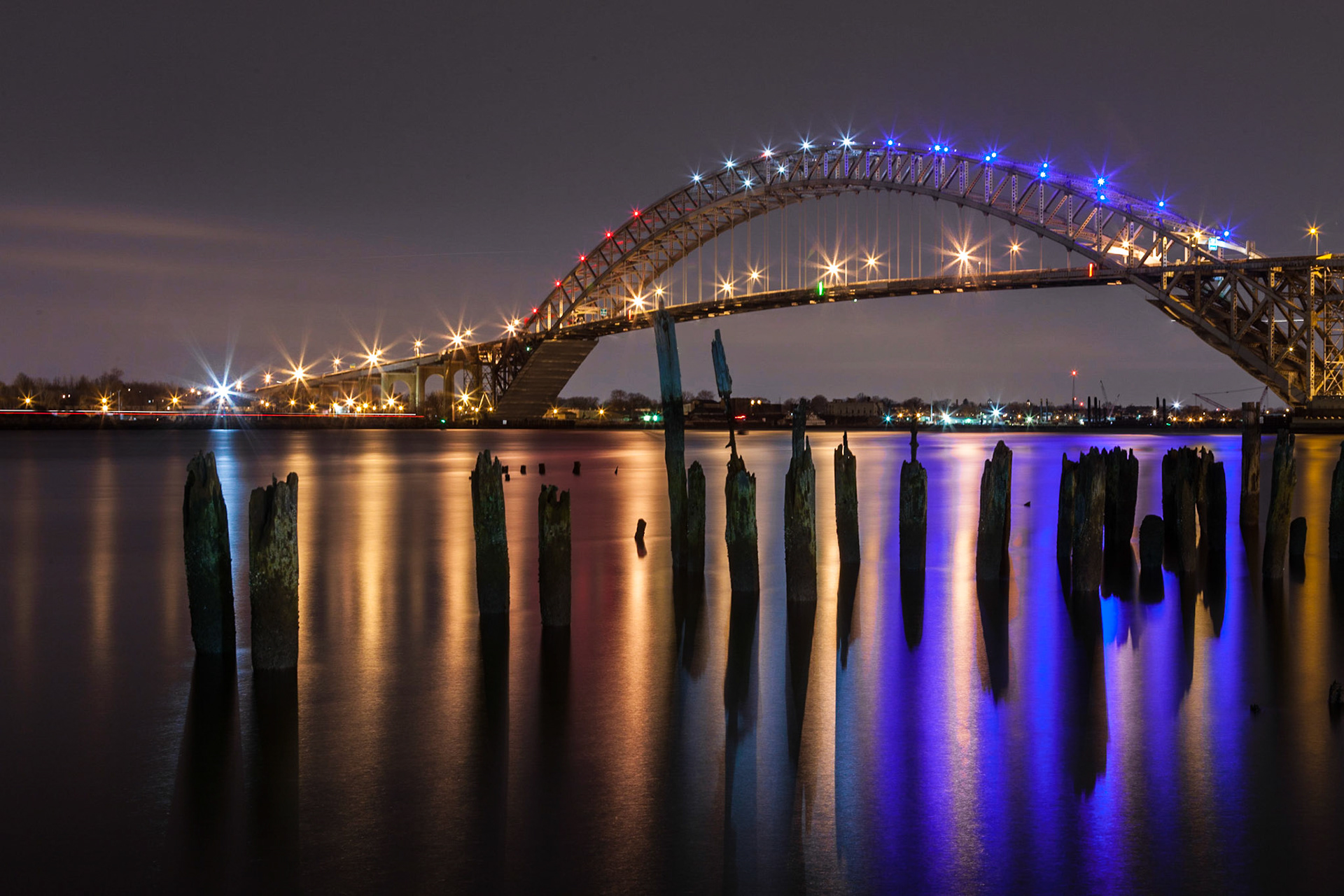 View at the Bayonne Bridge from the northern shore in New Jersey