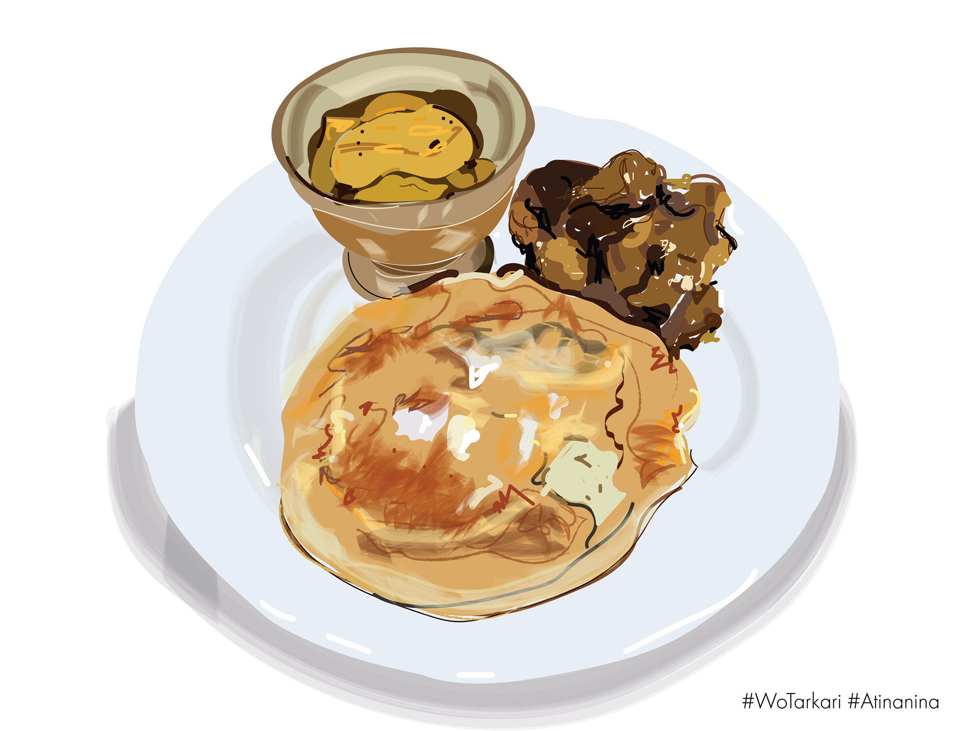 Wo/Bara – I miss the wo made by my mom, it is a black and green bean pancake made during special occasions served as a set with eggs, fish, ginger, garlic, mean, and yogurt. We get the whole set of items on our birthdays too. In the month of Jestha chatamari, a thin tortilla like bread of rice flour is also served with black bean pancakes. Family prepares and invites relatives to eat them together. My grandfather used to enjoy chatamari as it is very soft and light weight eaten just like that without anything.