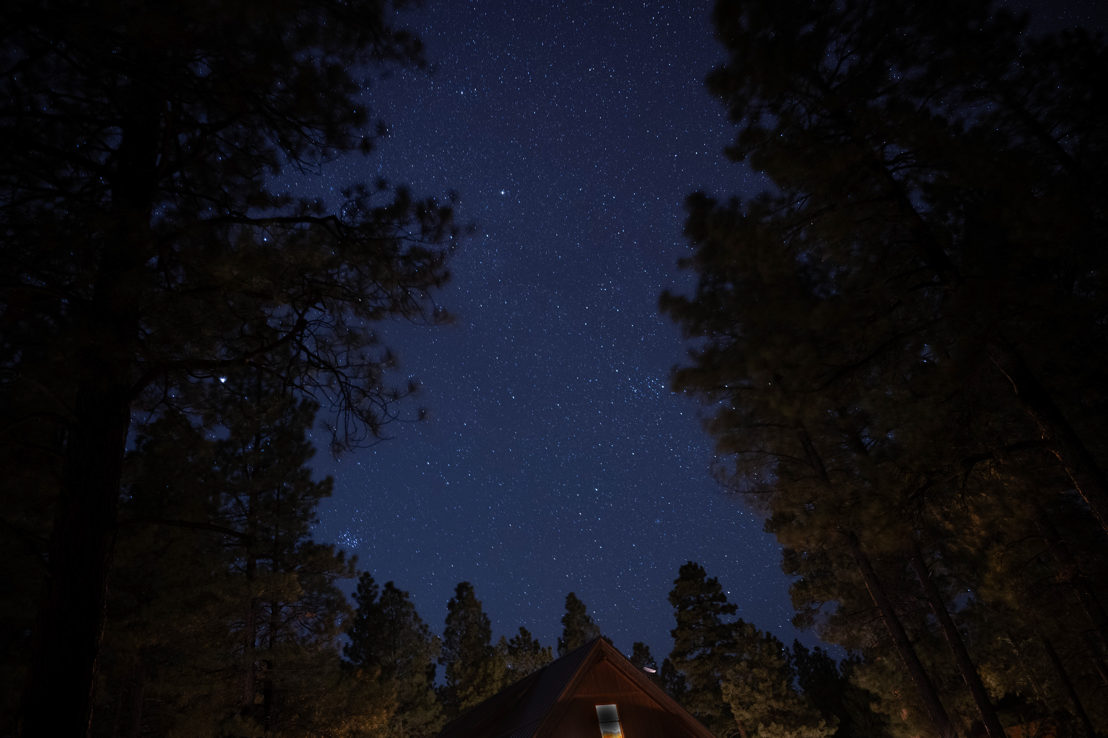 Cabin at night
