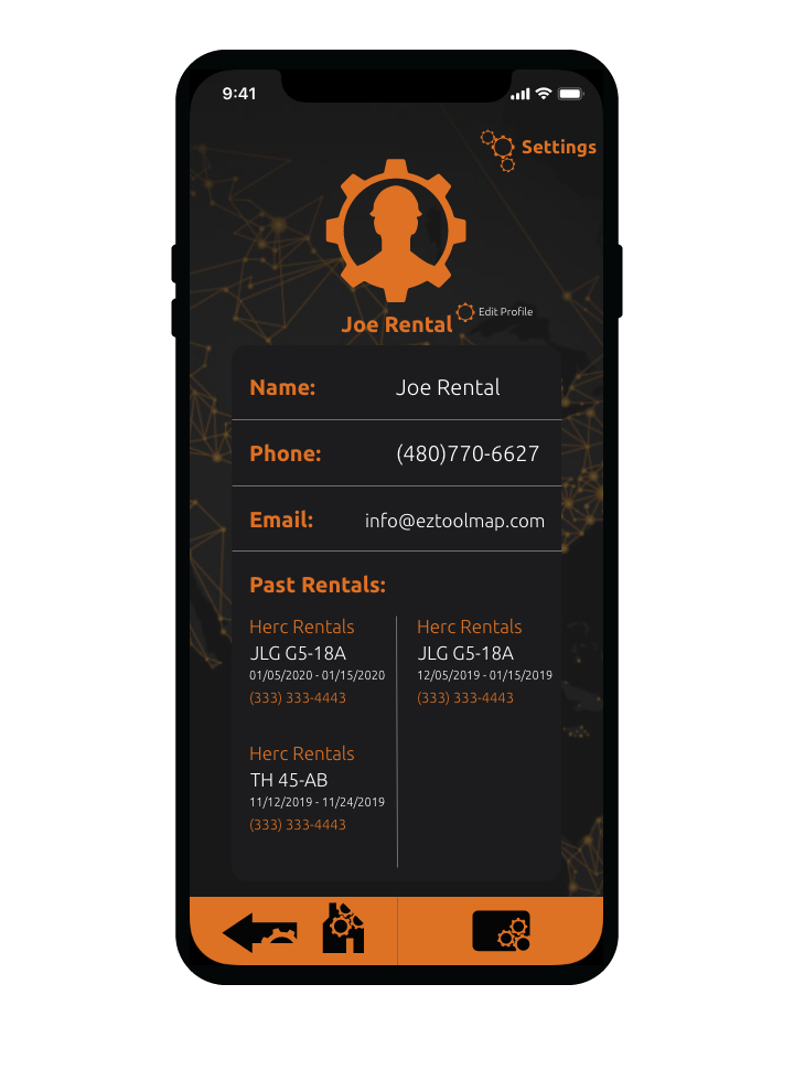 The Proıle feature makes it easy for storing information on past rentals and the user’s methods of contact. This includes easy access to former experiences which are saved under Past Rentals.