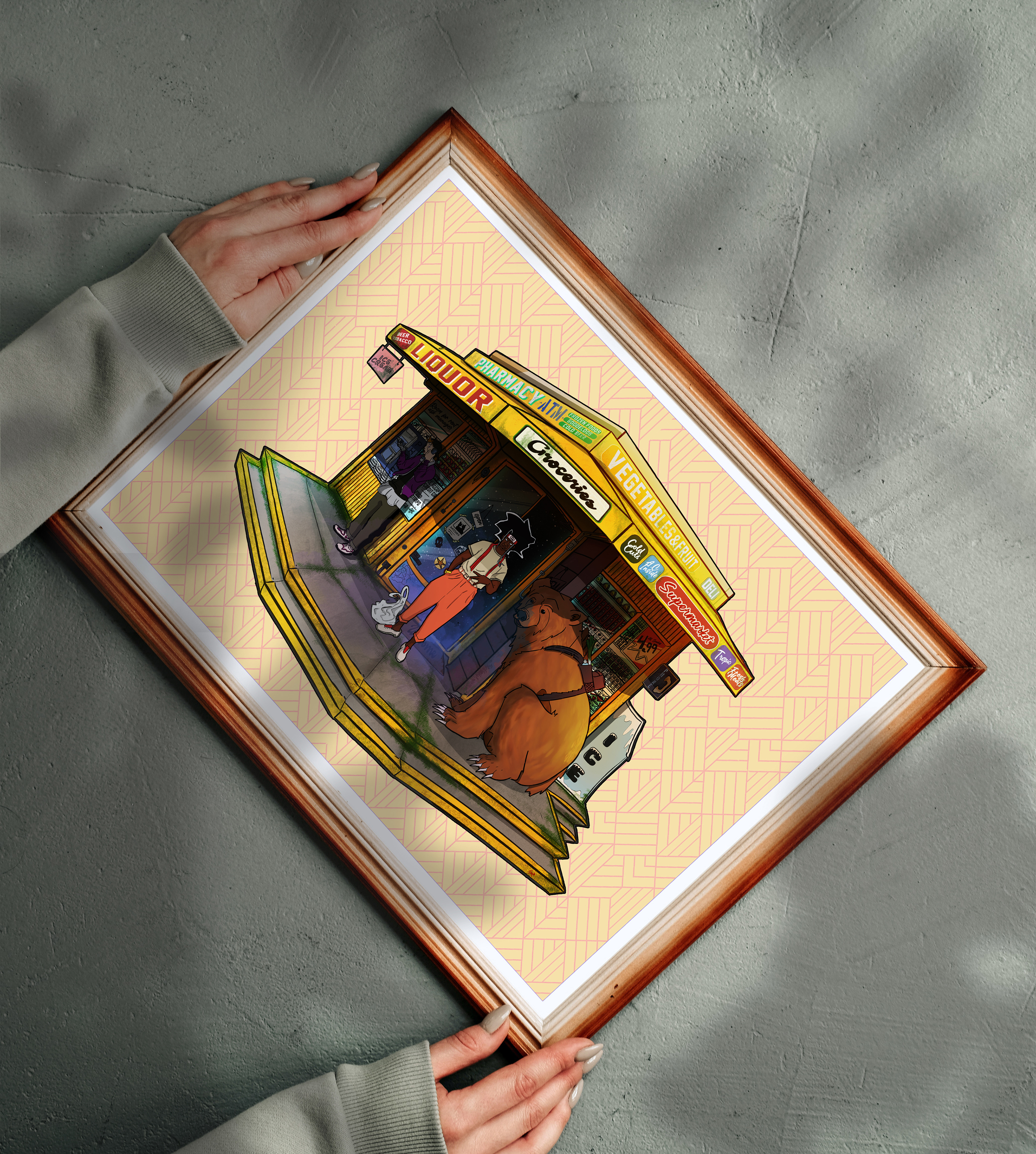 The same band of misfits as seen in the 'ramen shop' are featured on this art print, yet again.