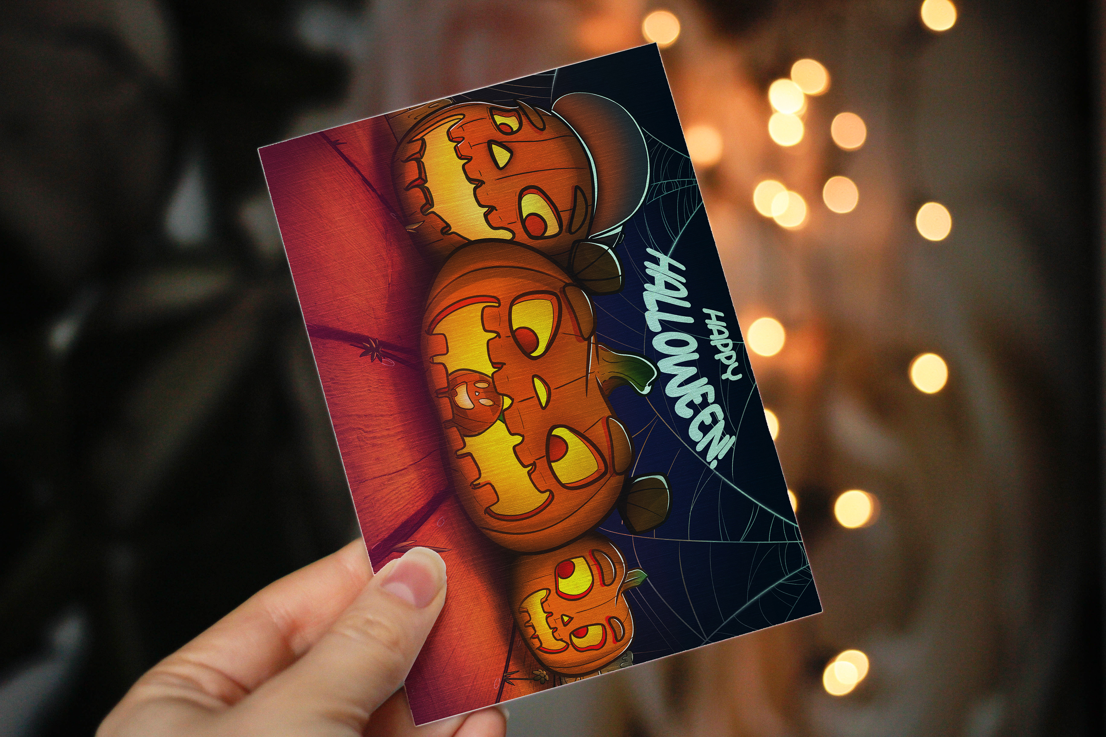 I envisioned my family to portray these cheerful pumpkin characters for a holiday greeting card..