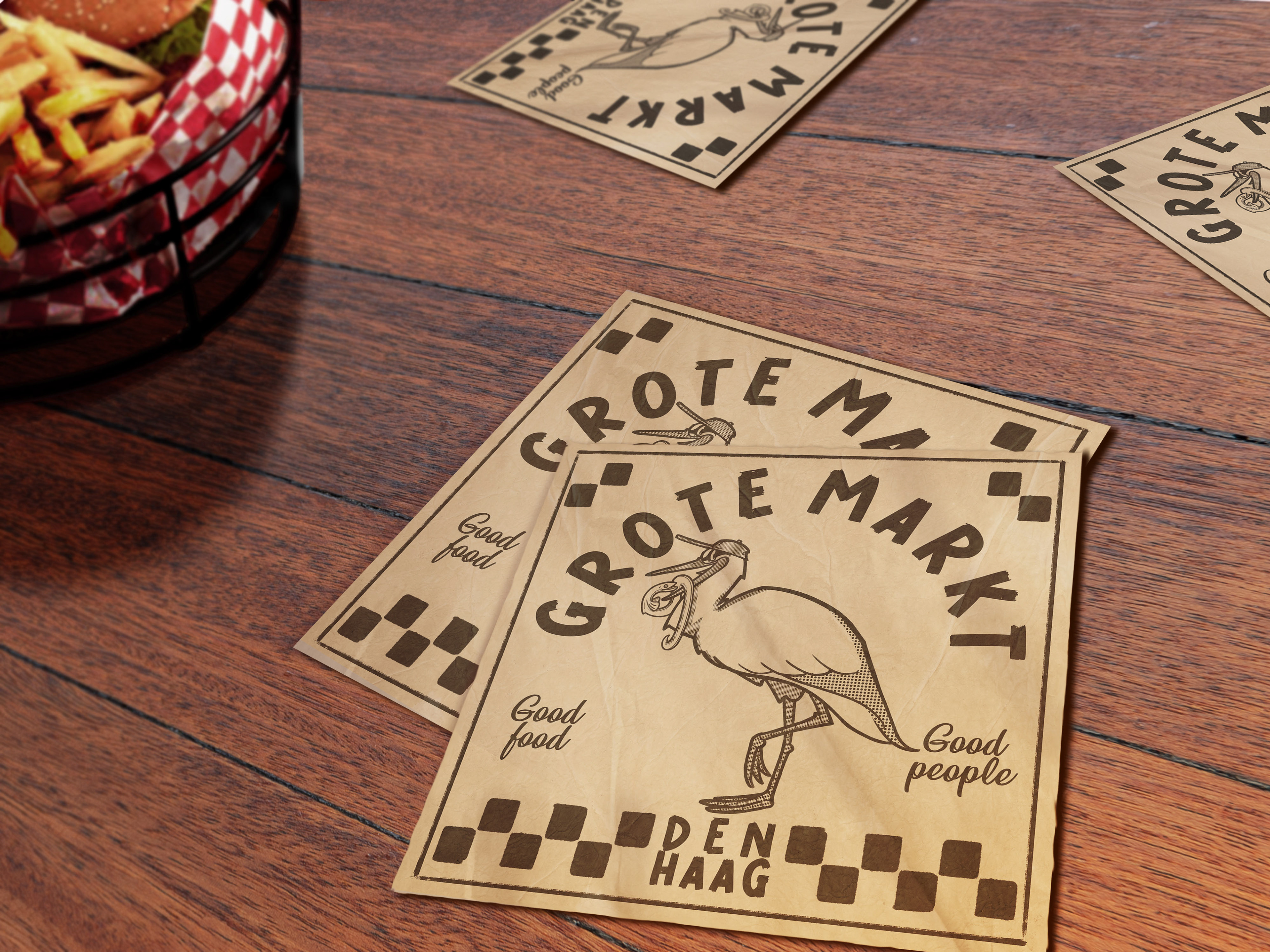 Hamburger sachets for a group restaurants