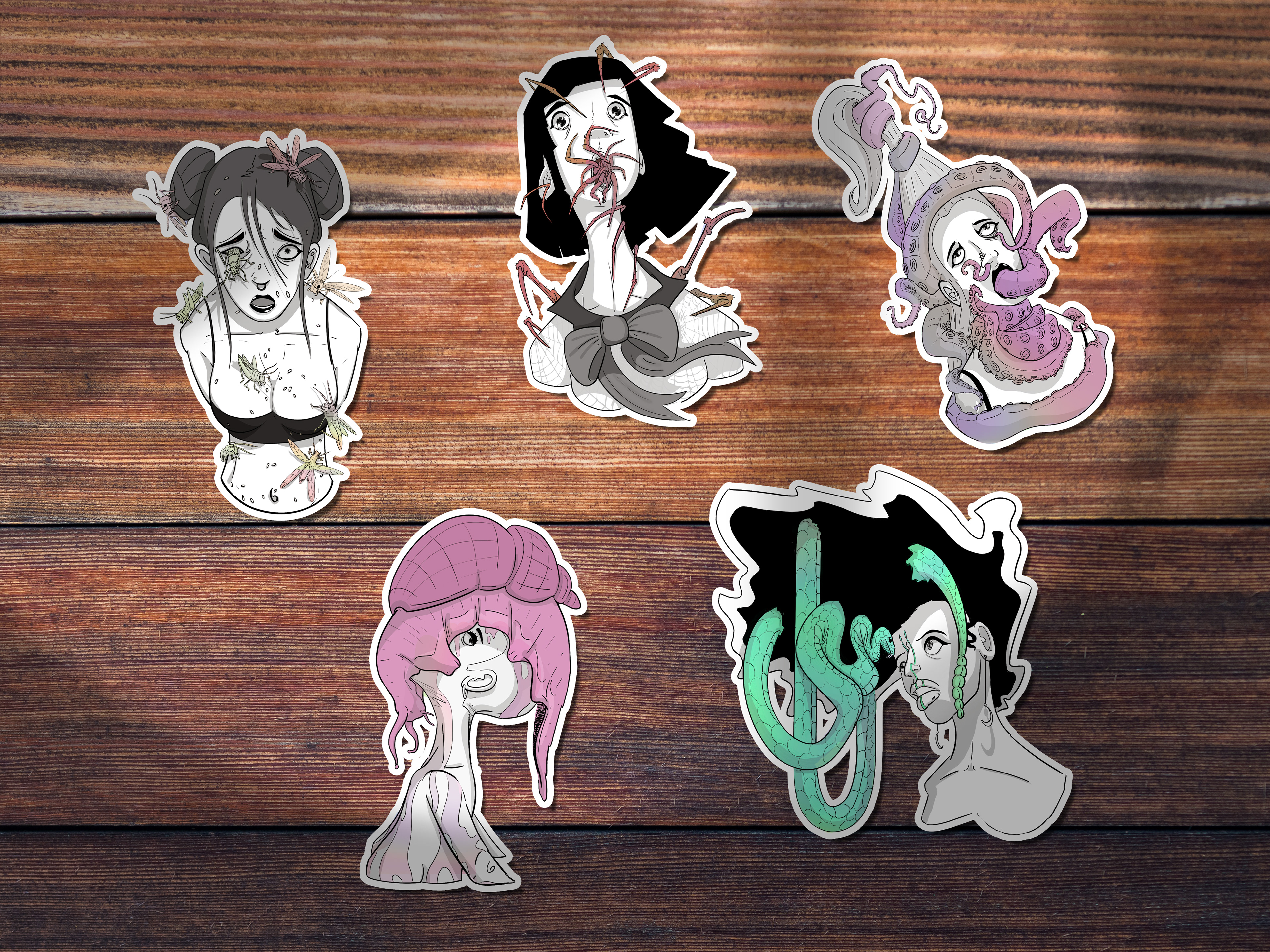 Another stickerpack. These were actually printed on holographic material, which was only seen in some ( the colored ) parts of each design.