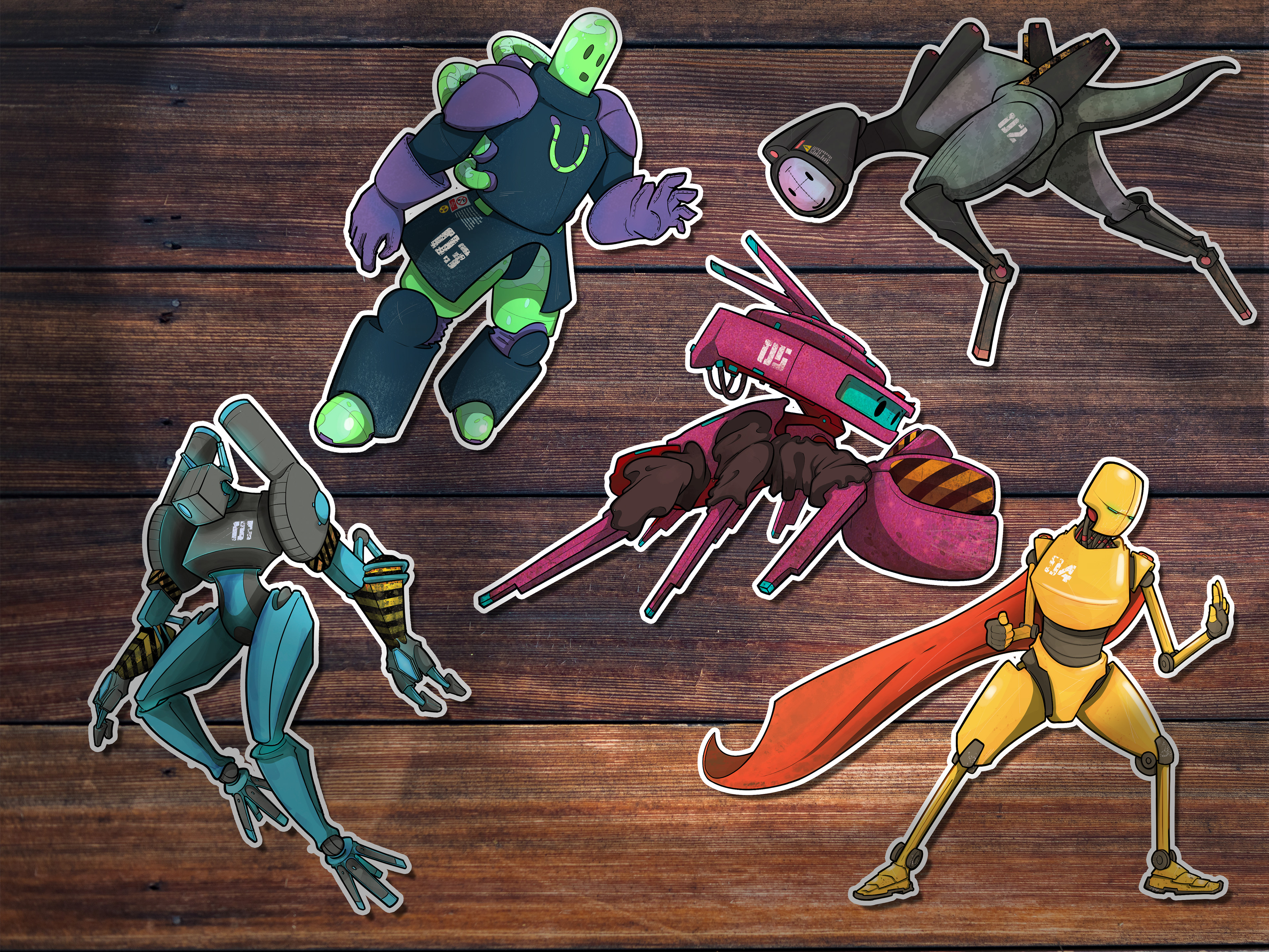 My latest stickerpack. Each design will be printed on a special type of material, 'glow in the dark', 'mirror', 'pixie dust', 'brushed metal', and last but not least 'holographic'.