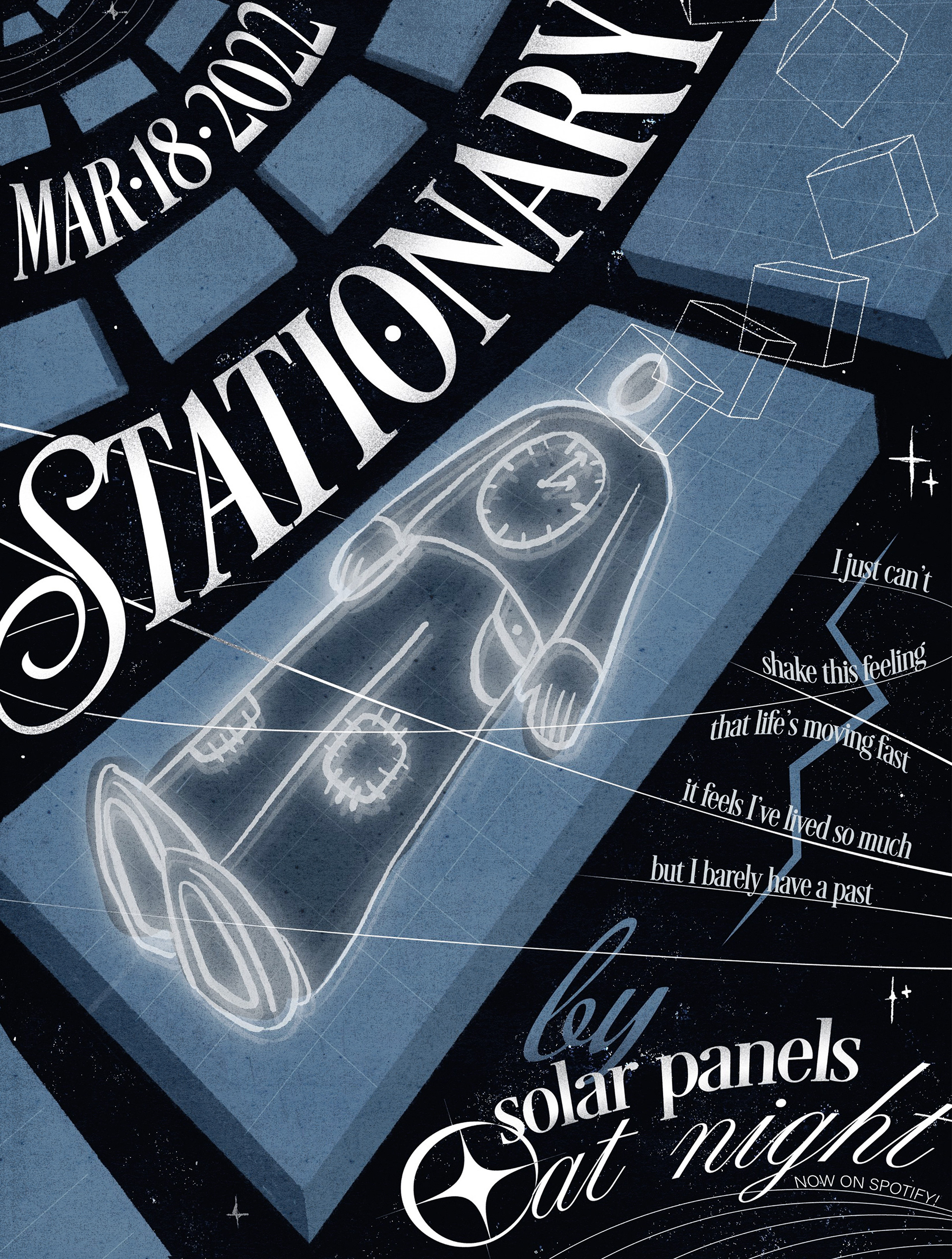 Music Poster - Stationary by Solar Panels at Night