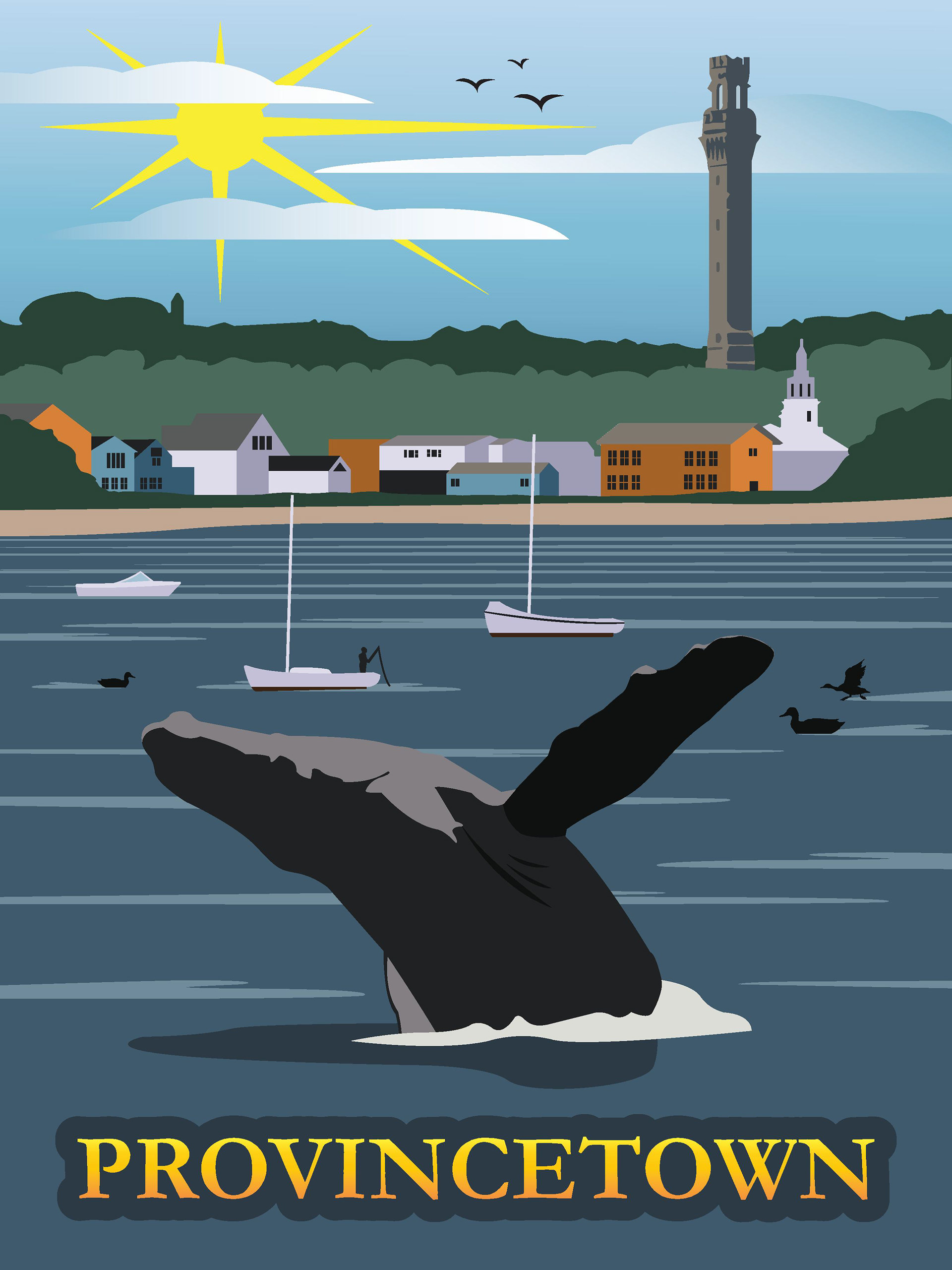 Provincetown travel poster. Made in Adobe Illustrator, 2021.