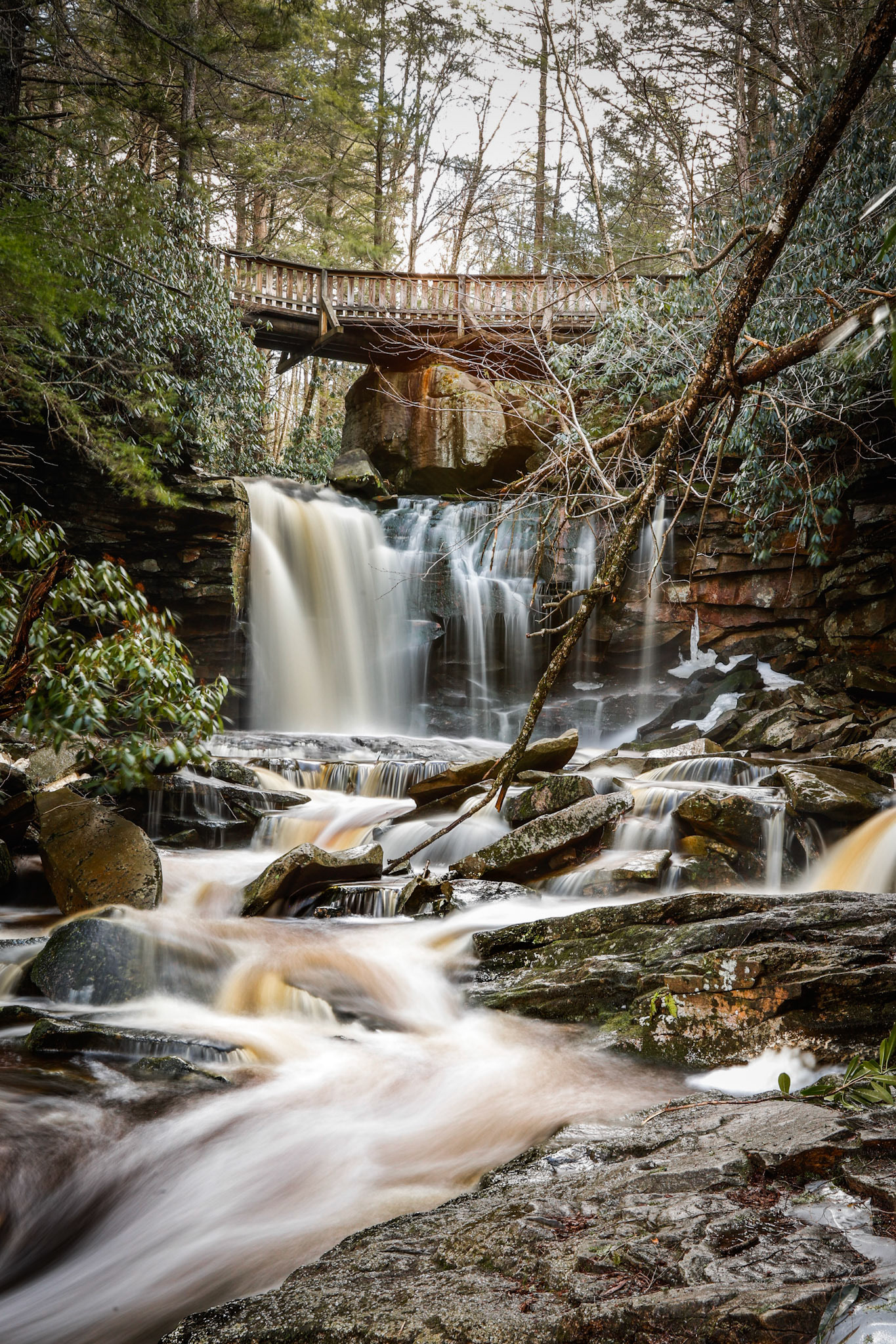 Water flowing in a creek at Black Water Falls State park
