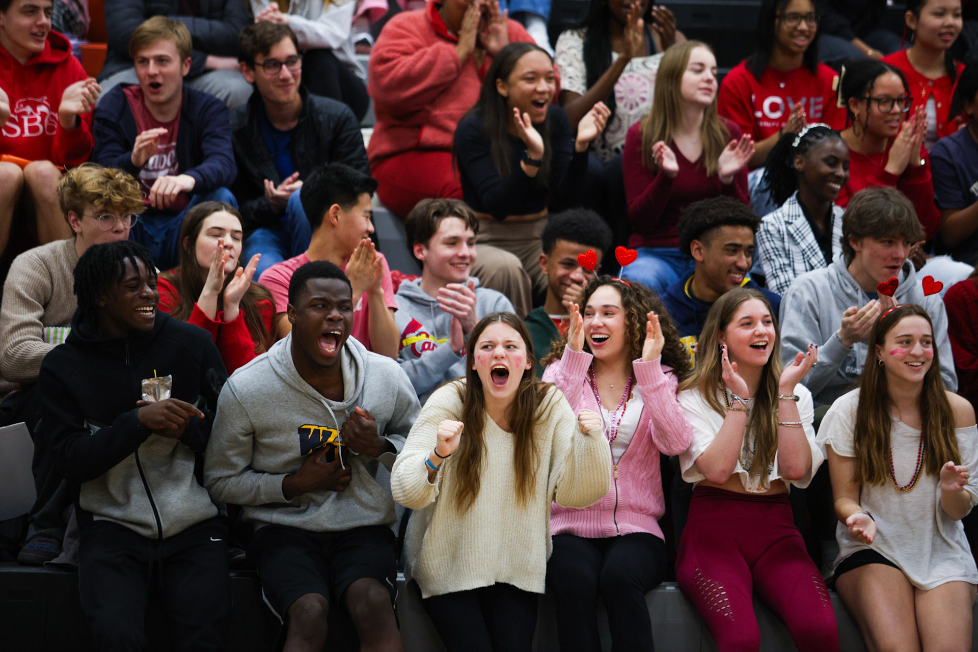 Seniors in Charlottesville High School's class of 2025 cheer during a spring pep rally. February 14, 2024