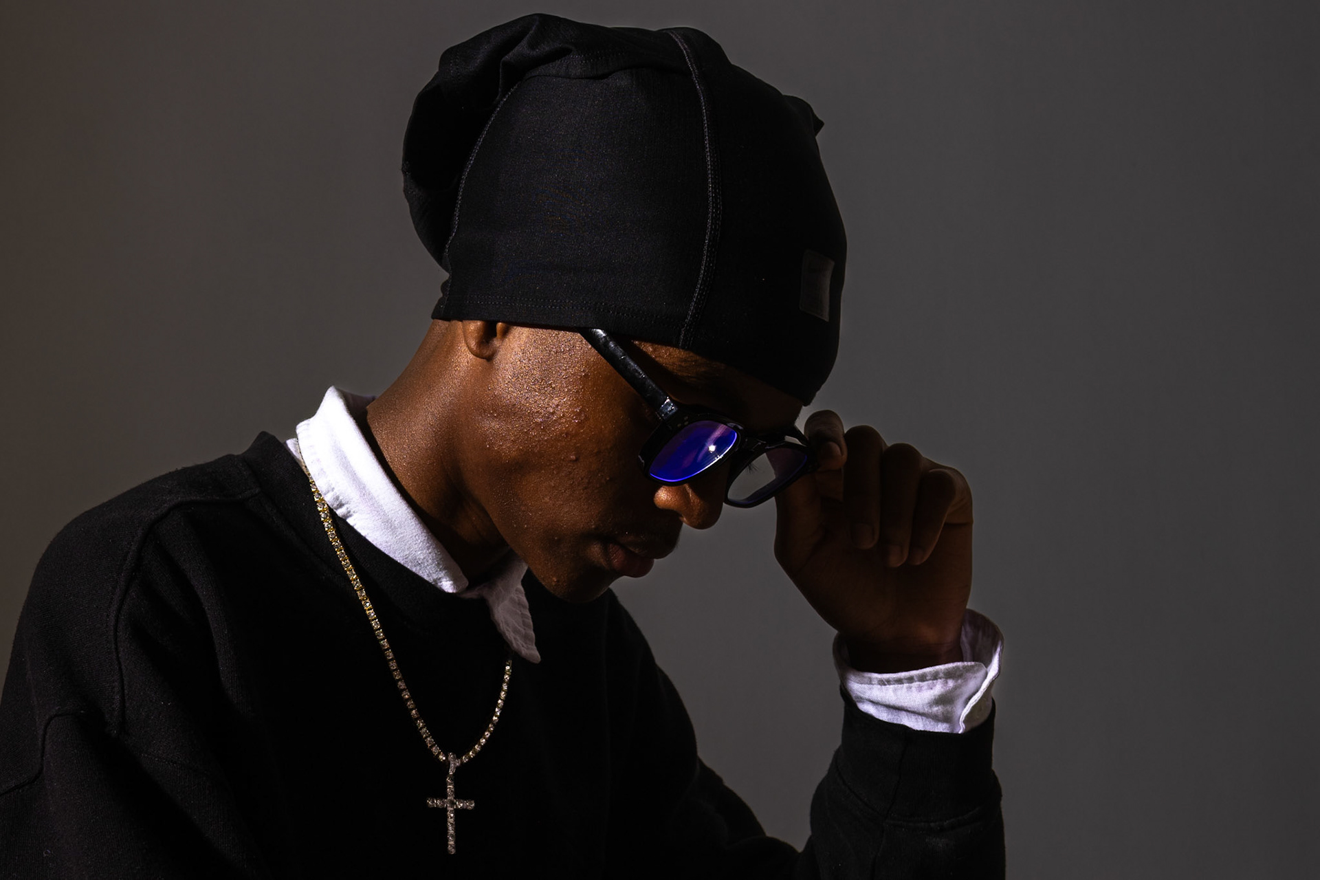 Chris Ebunga posing in the studio.
