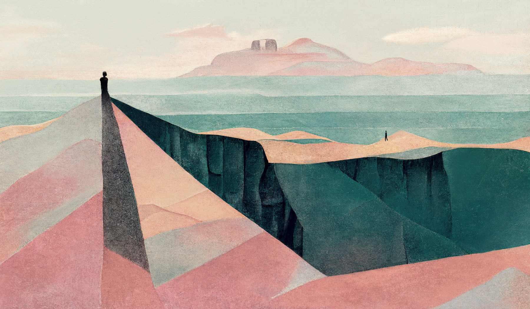 Sandstone Ocean, Digital, Color Pencil