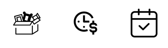 Icons for packages, quote and schedule