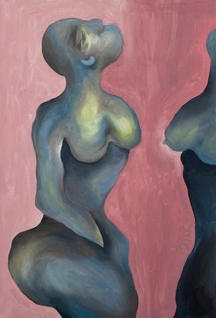 'Blue Ear' 2024, Oil on wooden panel, 29.7cm x 42cm