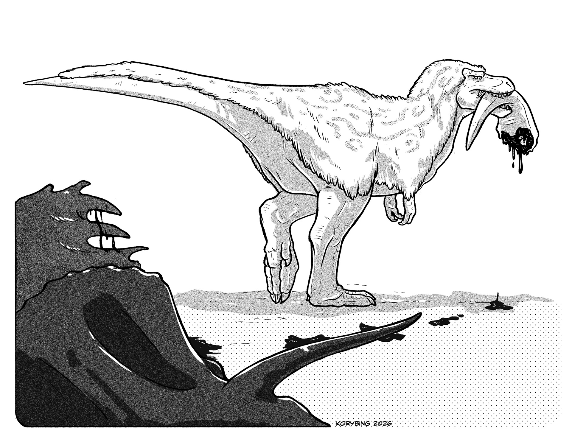 Juvenile Tyrannosaurus with a Torosaurus tail 