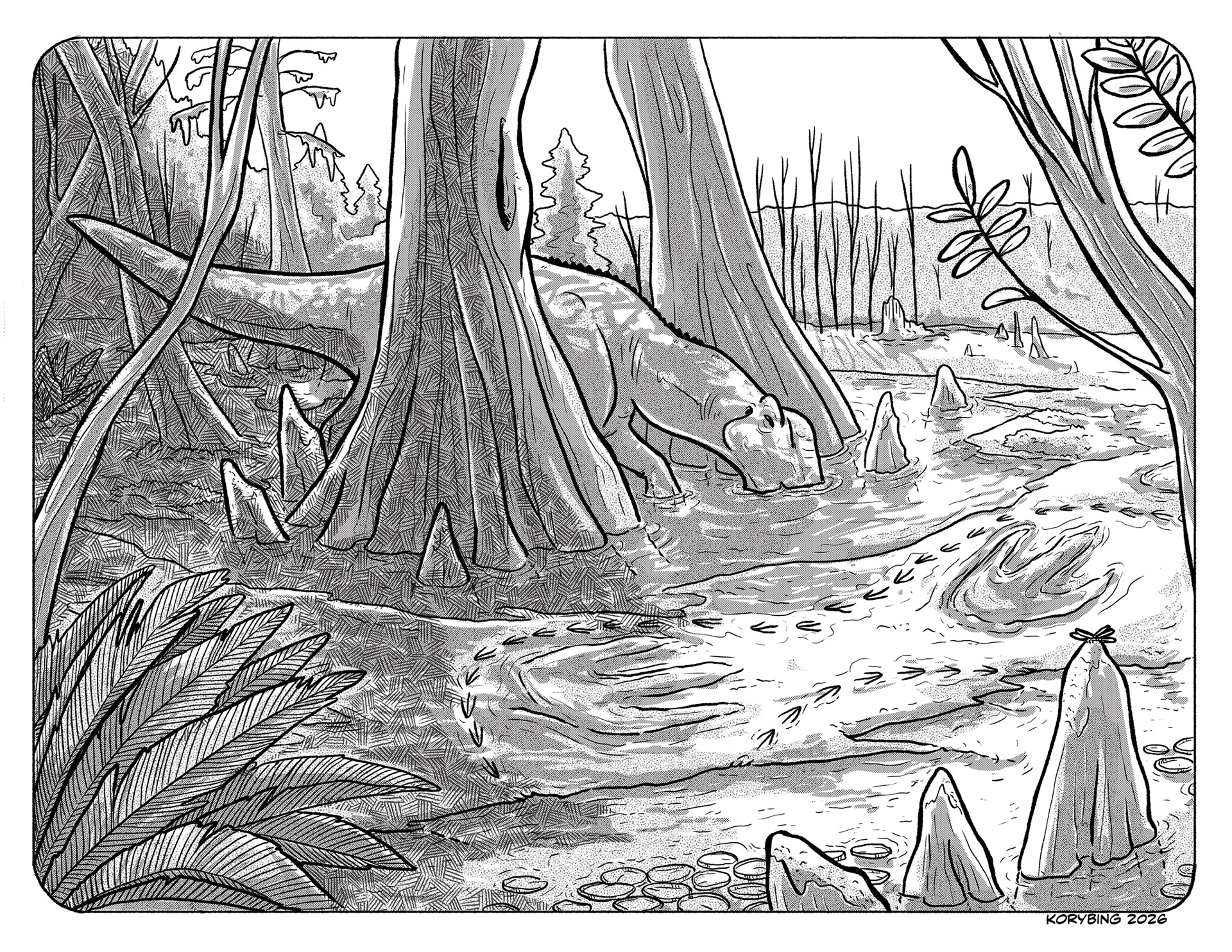 Kritosaurus in a swampy area of the Creek