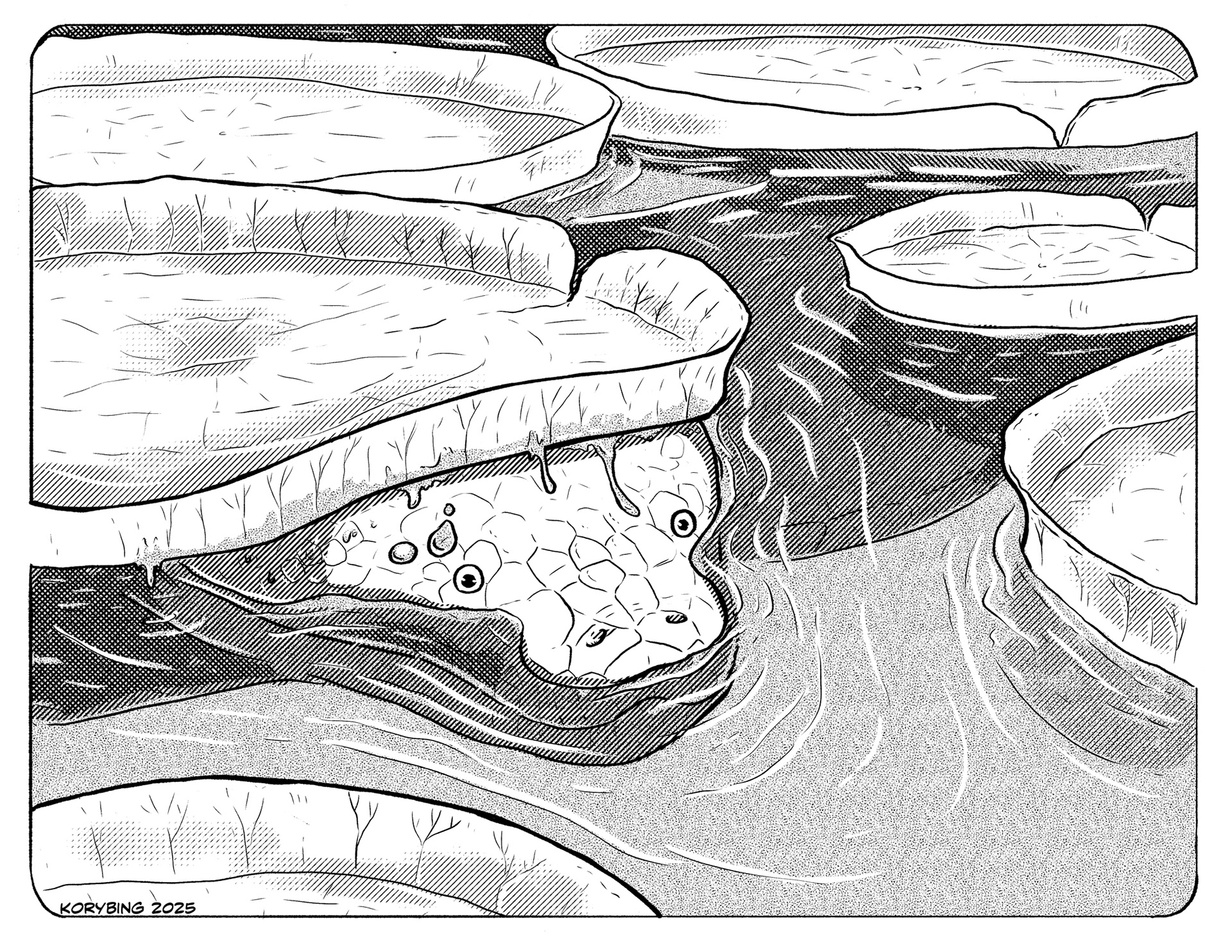 Titanoboa amongst Giant Lillies