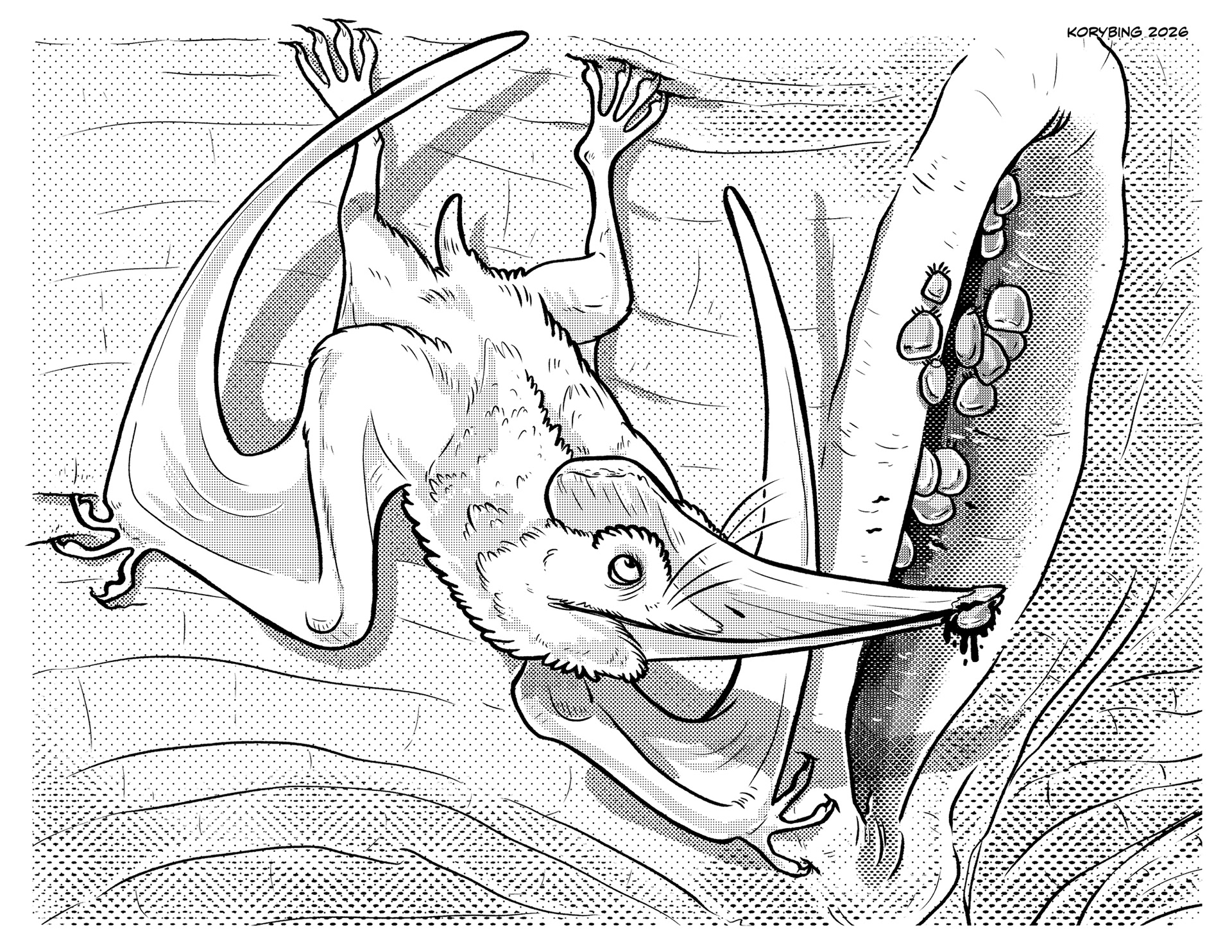 A small Pterosaur eating parasites off a Sauropod