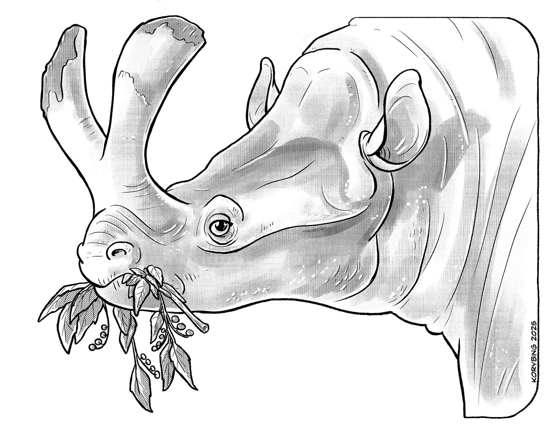 Megacerops with Hackberries