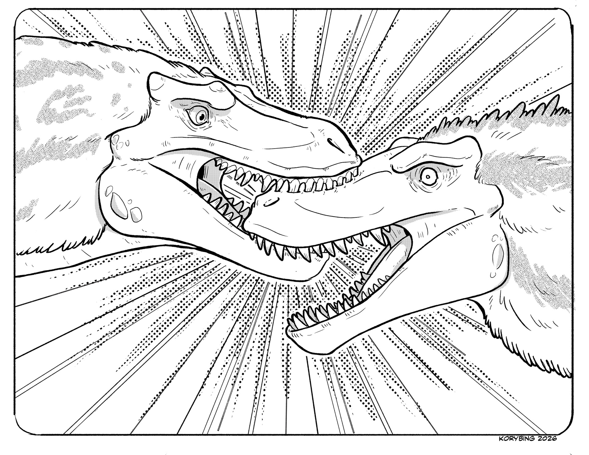 Fight between two juvenile Tyrannosaurs