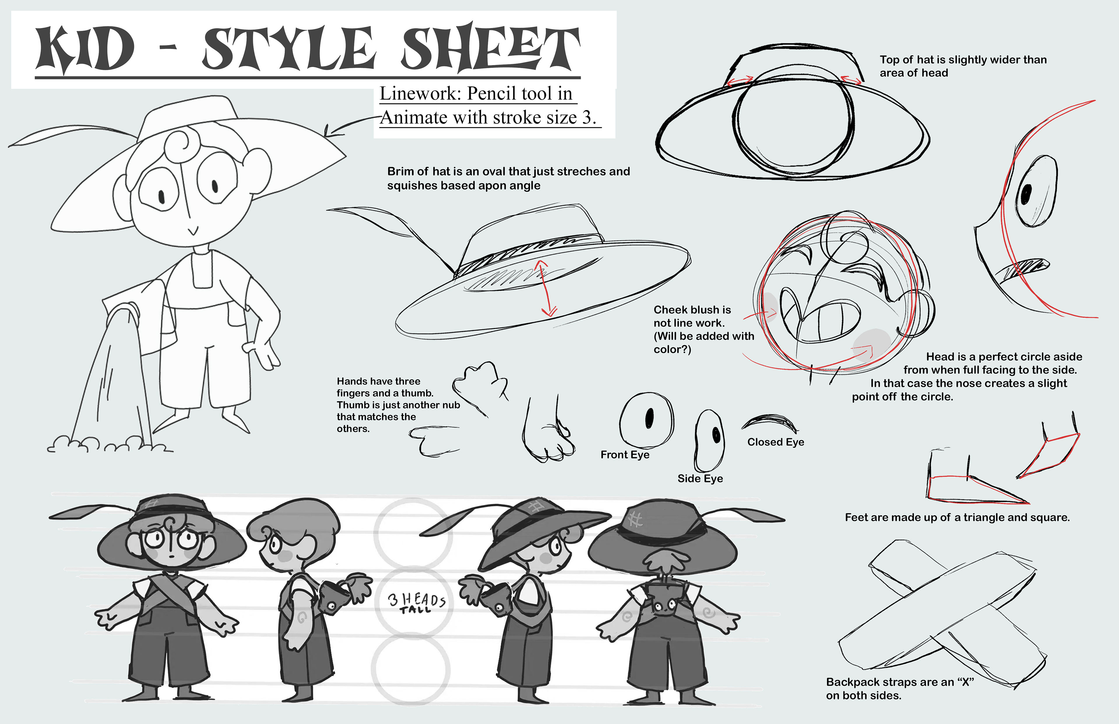 Kid Style Sheet (Original Character Design done by Simon Case)