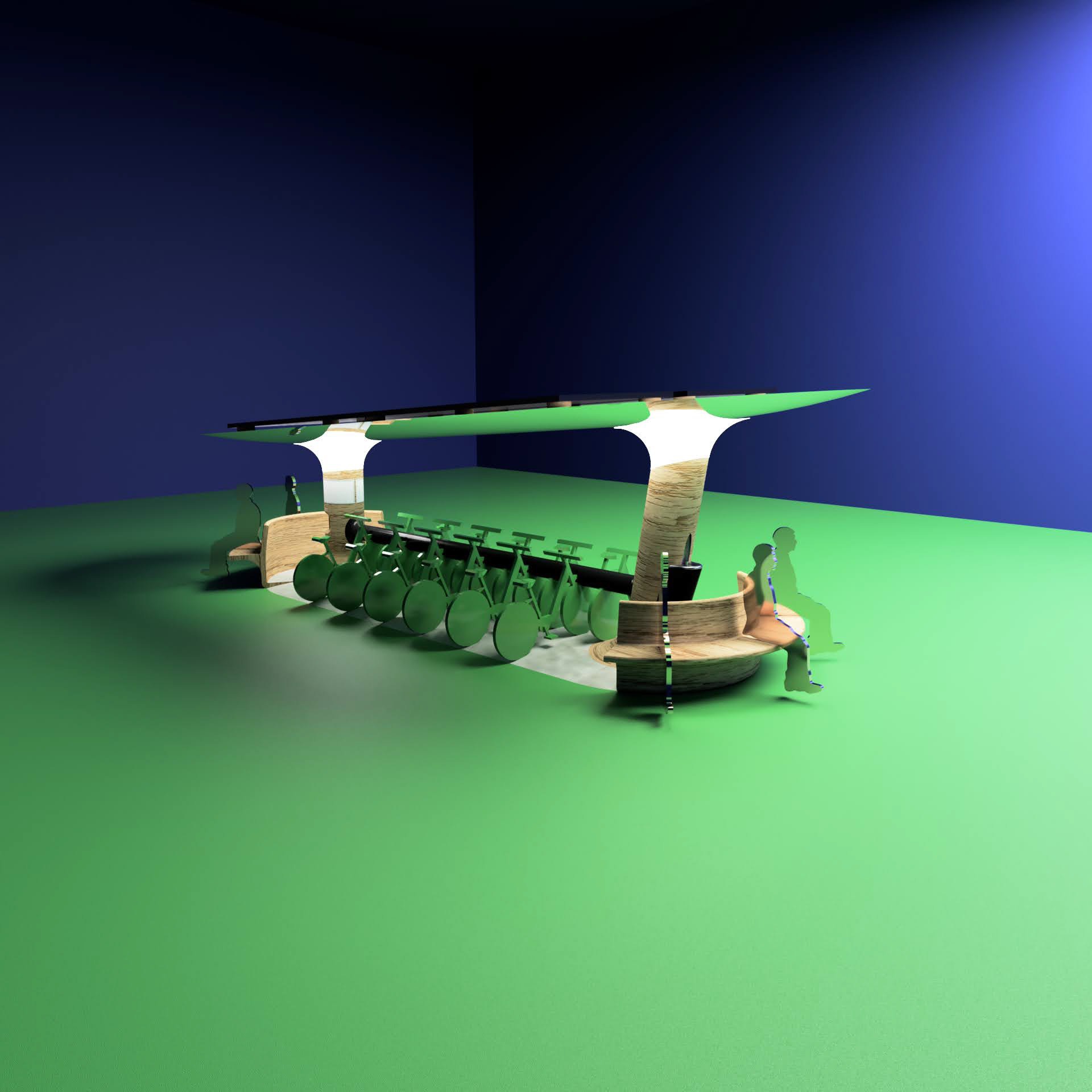 Bike Share Concept, Rendered and Modeled in Fusion 360, Class Project