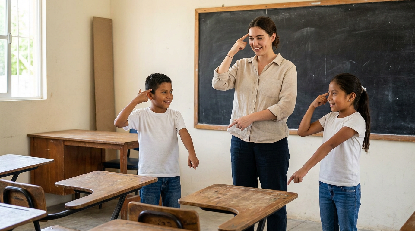 Personas señalando las partes del cuerpo humano mientras aprenden partes del cuerpo en inglés para principiantes.