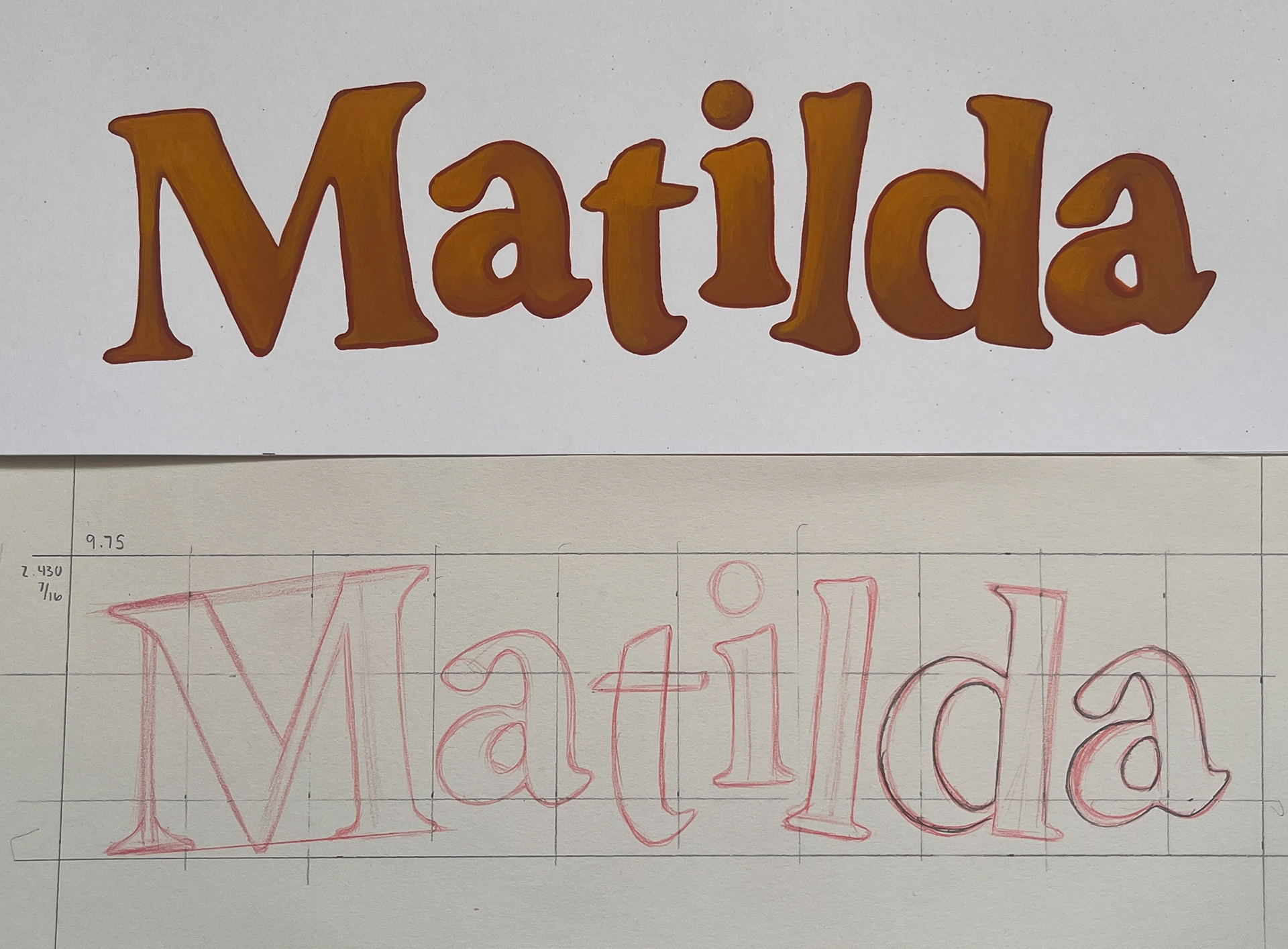 The Sketch and Painting of the Lettering