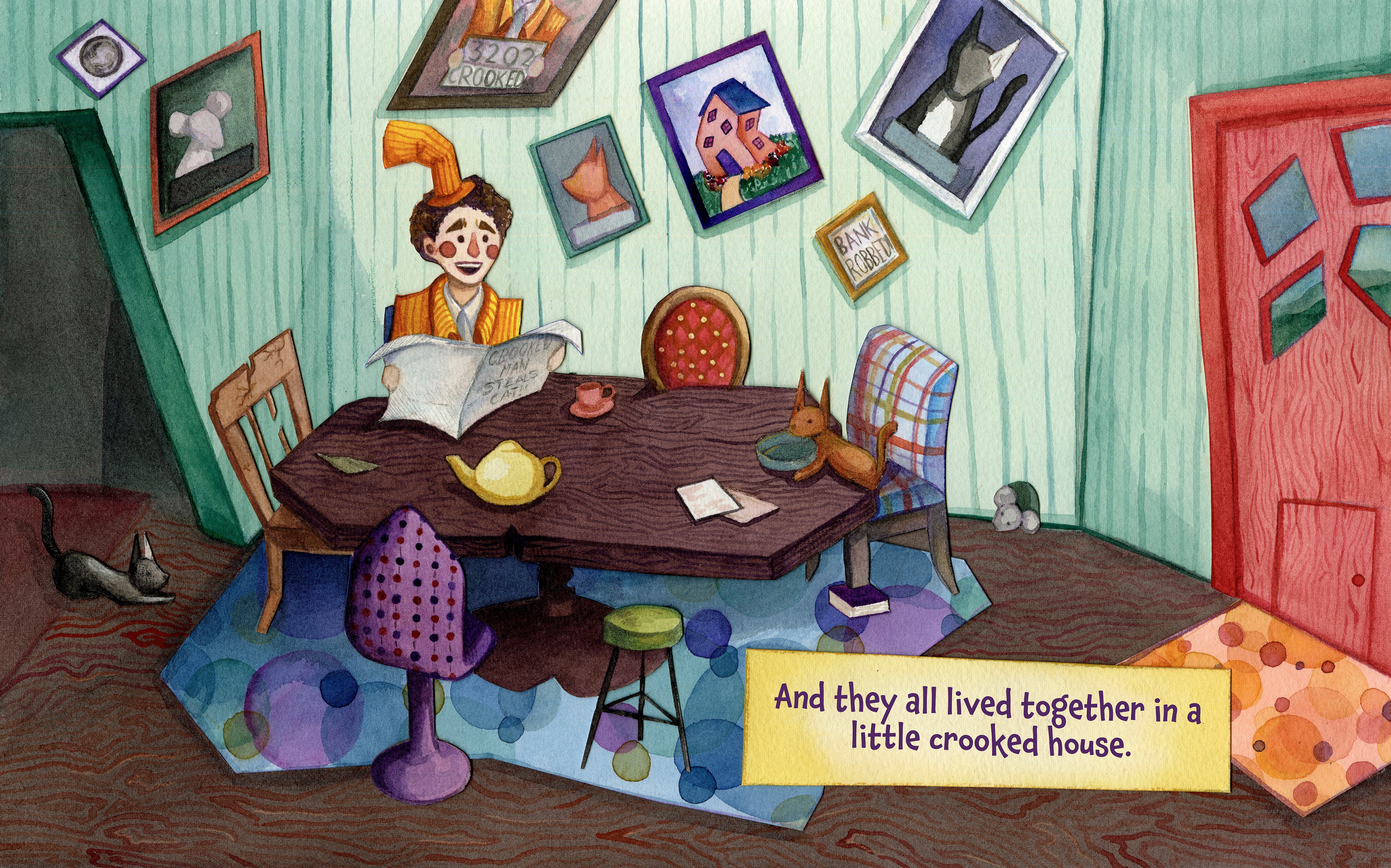 "There Once Was a Crooked Man" - Book Spread - Watercolor