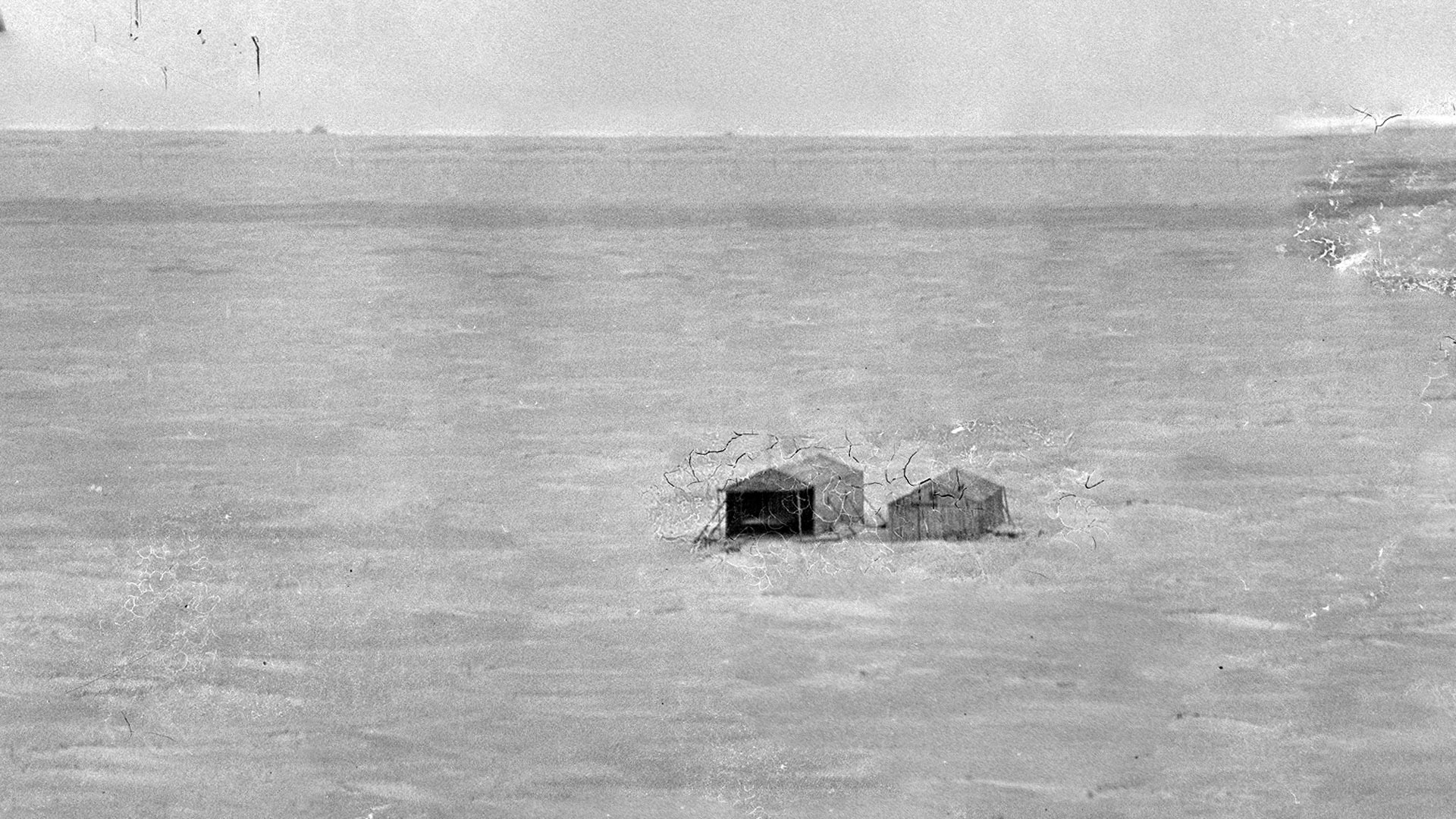 Wright camp from top of Big Kill Devil Hill, North Carolina, 1903.
