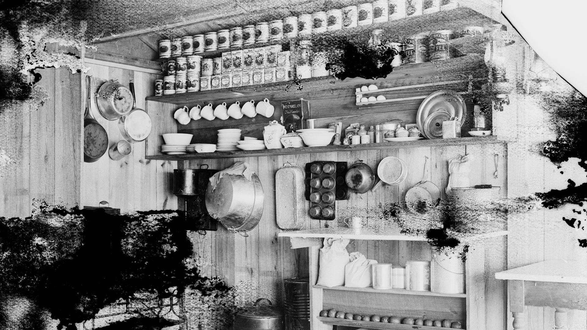 Wright Kitchen of the camp building interior, Kitty Hawk, North Carolina, 1902.