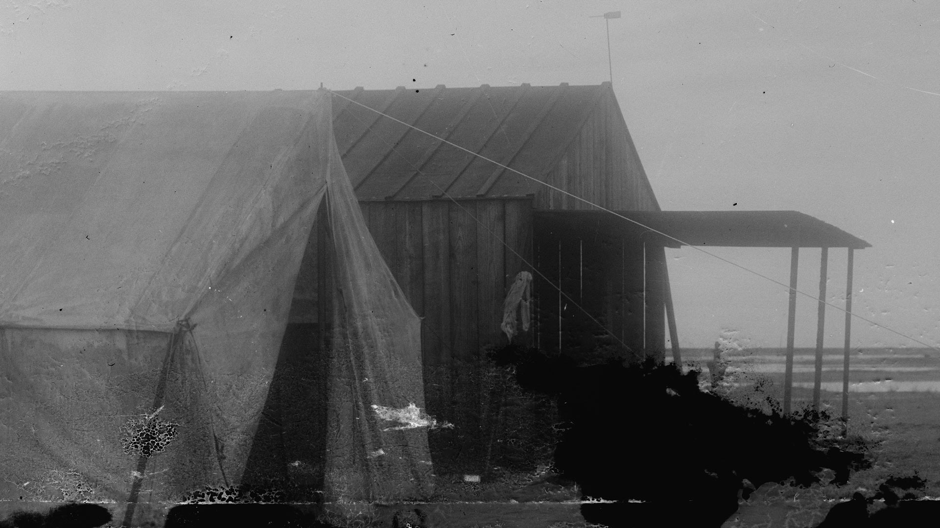 Wright brothers' camp at Kitty Hawk, North Carolina, 1901.