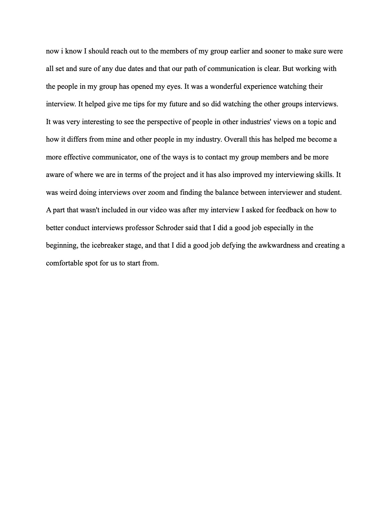 Interview Reflection PG 2