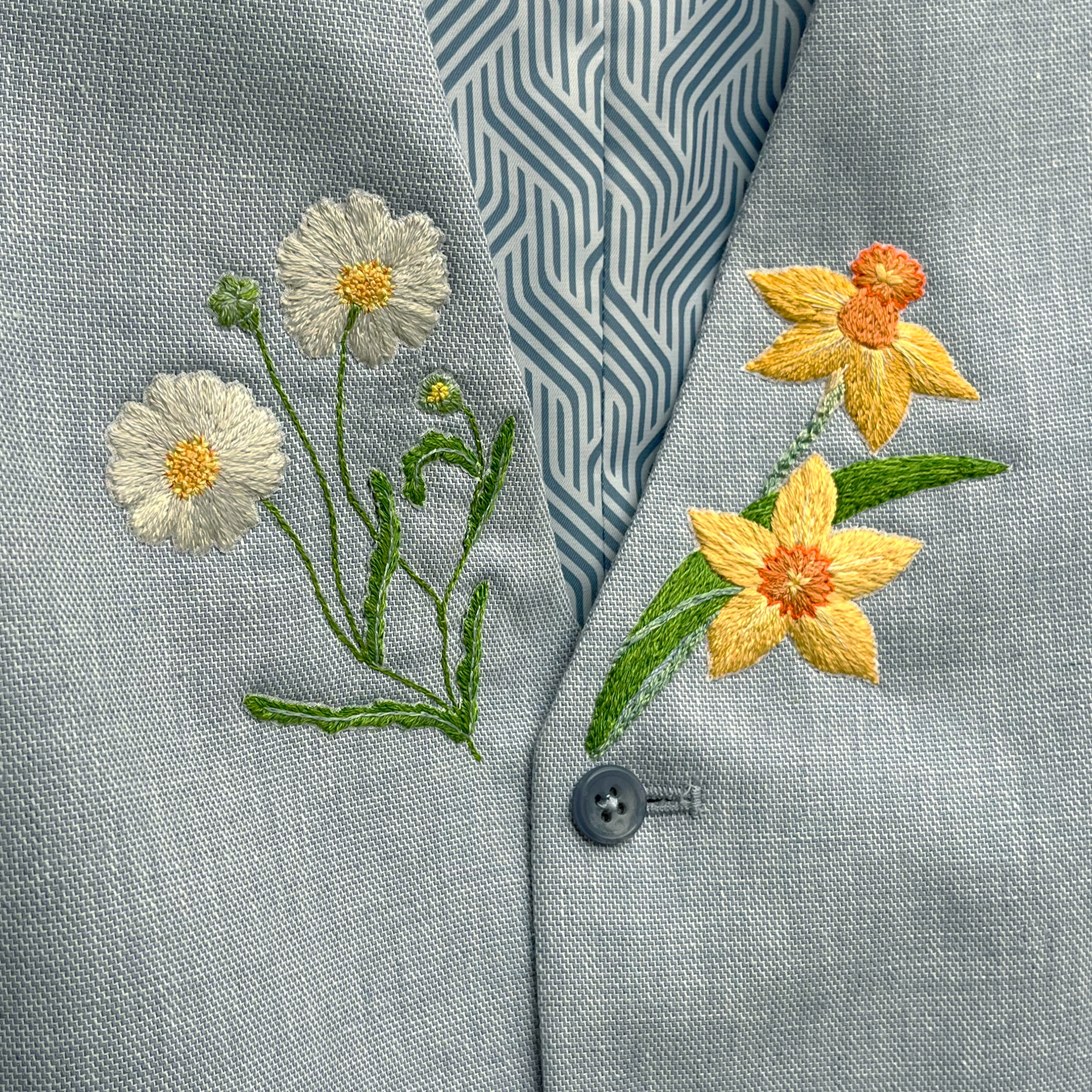 waistcoat bespoke flower embroidery