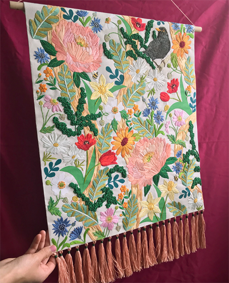 garden flowers bespoke wall hanging