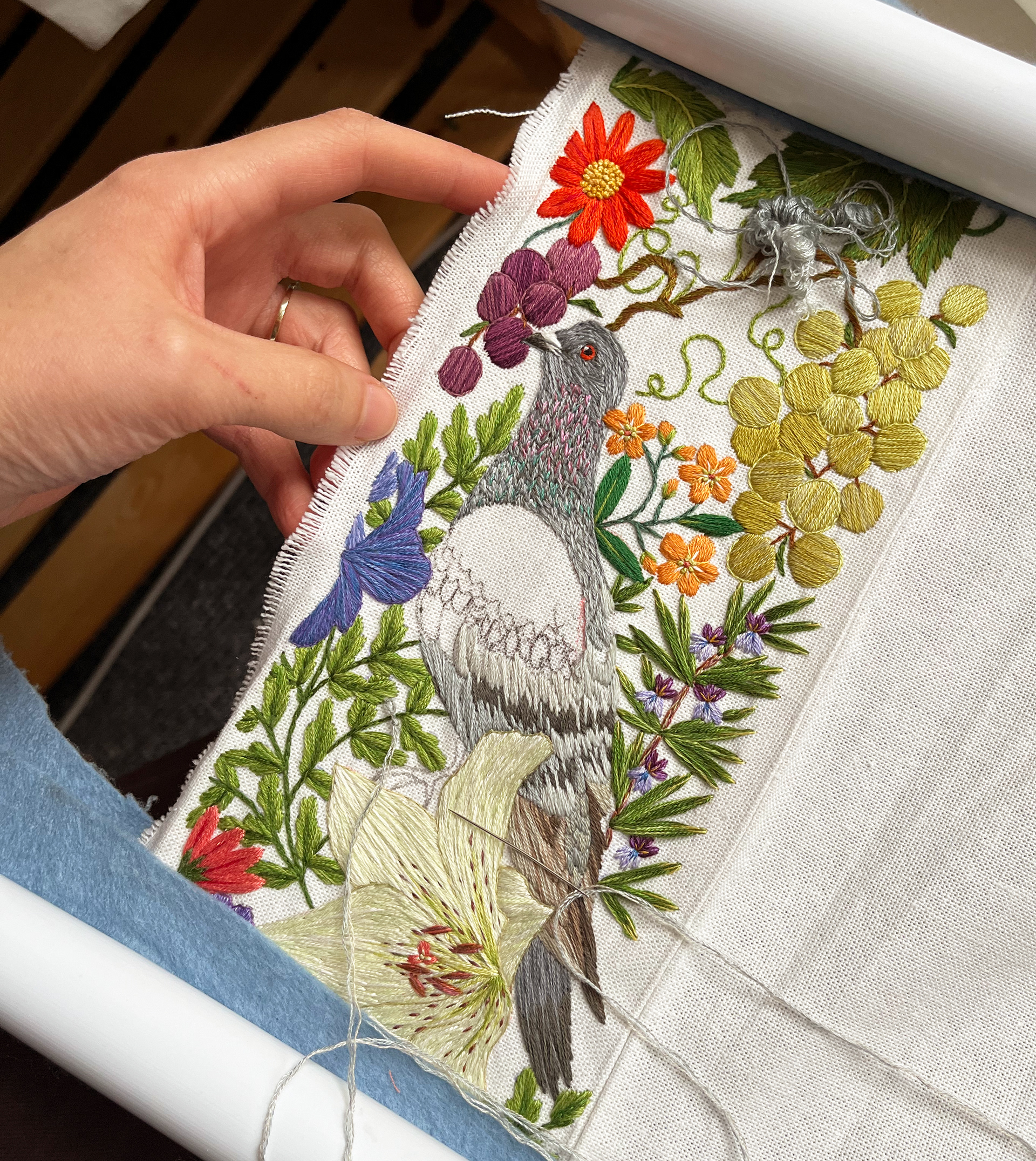 pigeon embroidery