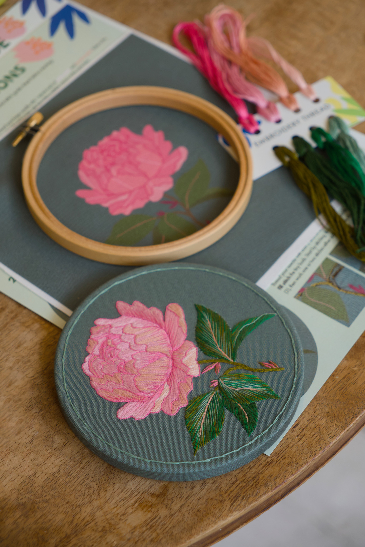 peony embroidery kit