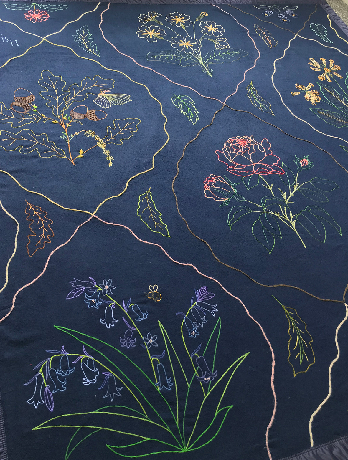 floral embroidered kingsize bedspread