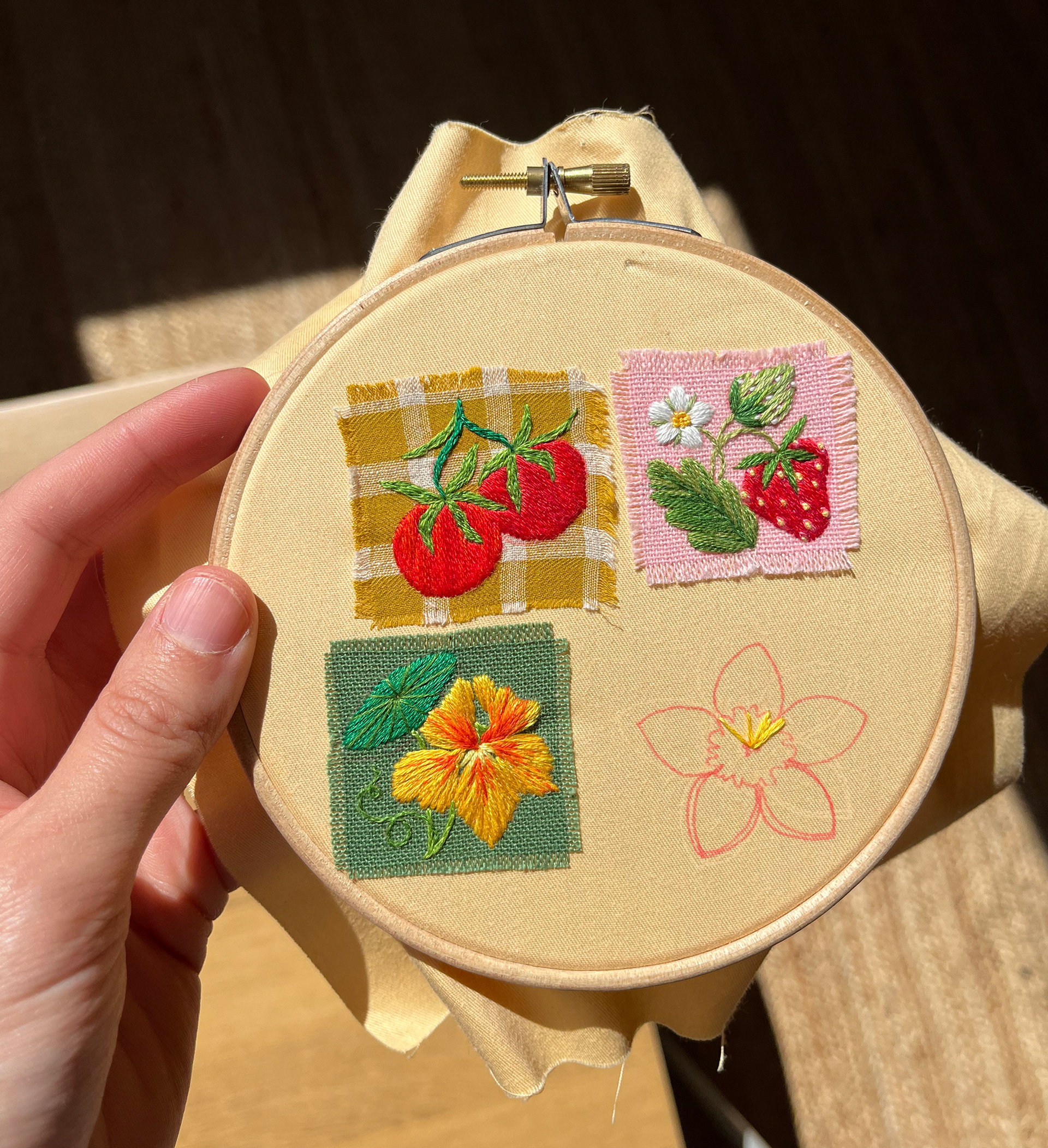 work in progress embroidery keepsakes