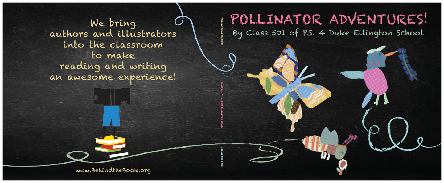 Children's Book Cover Spread, Back/Spine/Front: Using Digitally Hand-Drawn Illustrative Motifs and Design Theme Cohesively To Unify Student Art and Writing: Adobe Illustrator, Photoshop, Indesign, Original Student Art
