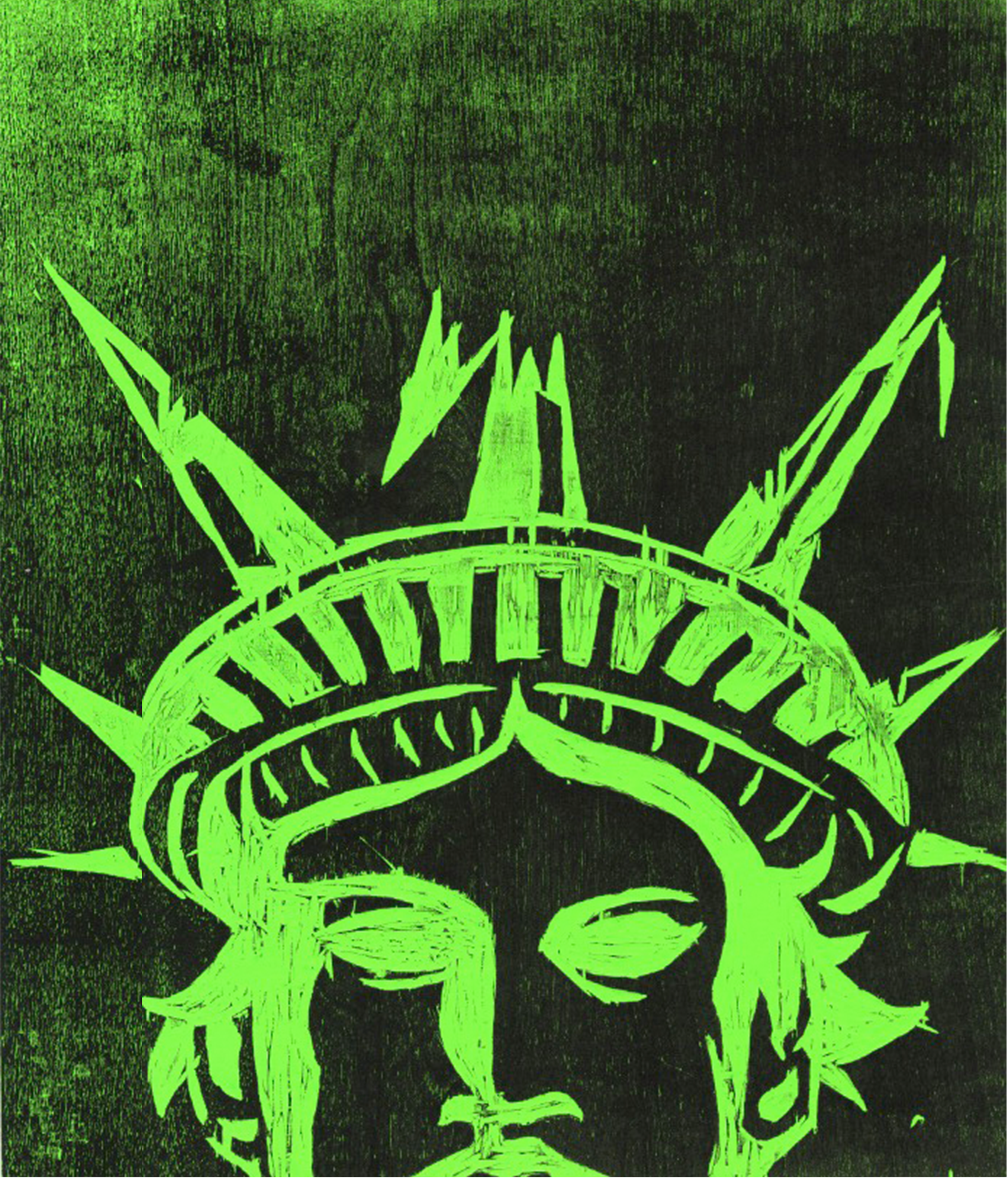 "broken liberties" 2020. (wood print)