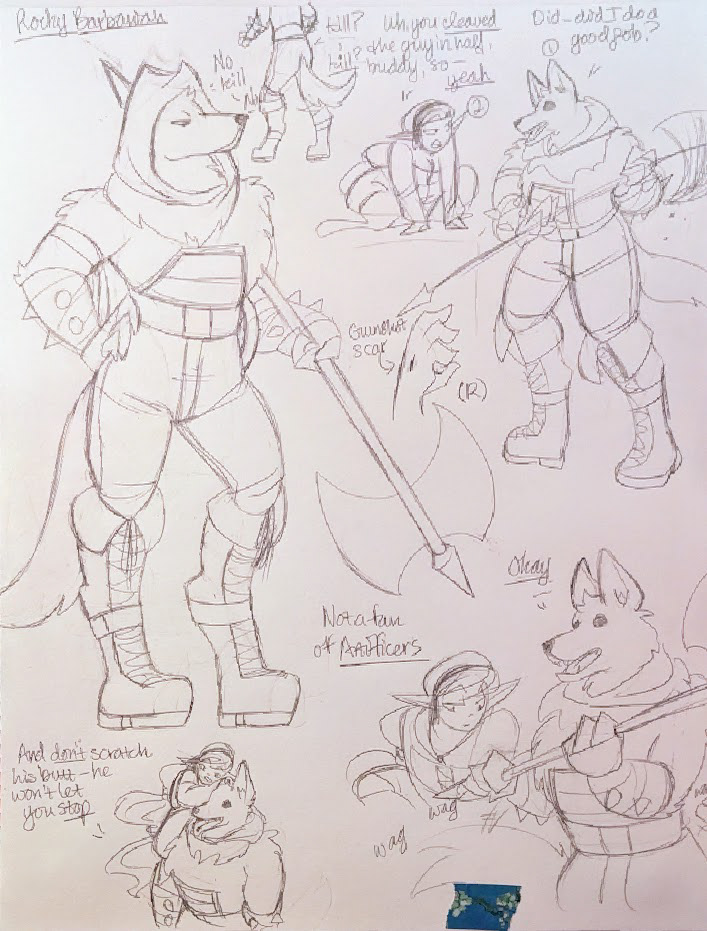 First sketches of Rocky the Barbarian