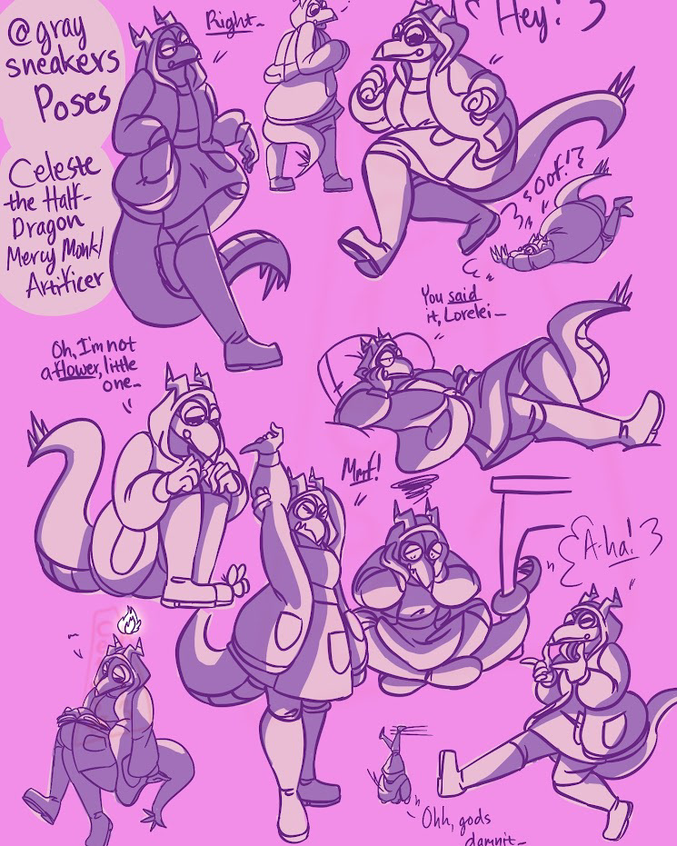 Poses from @graysneakers with me self-insert DnD character, Celeste