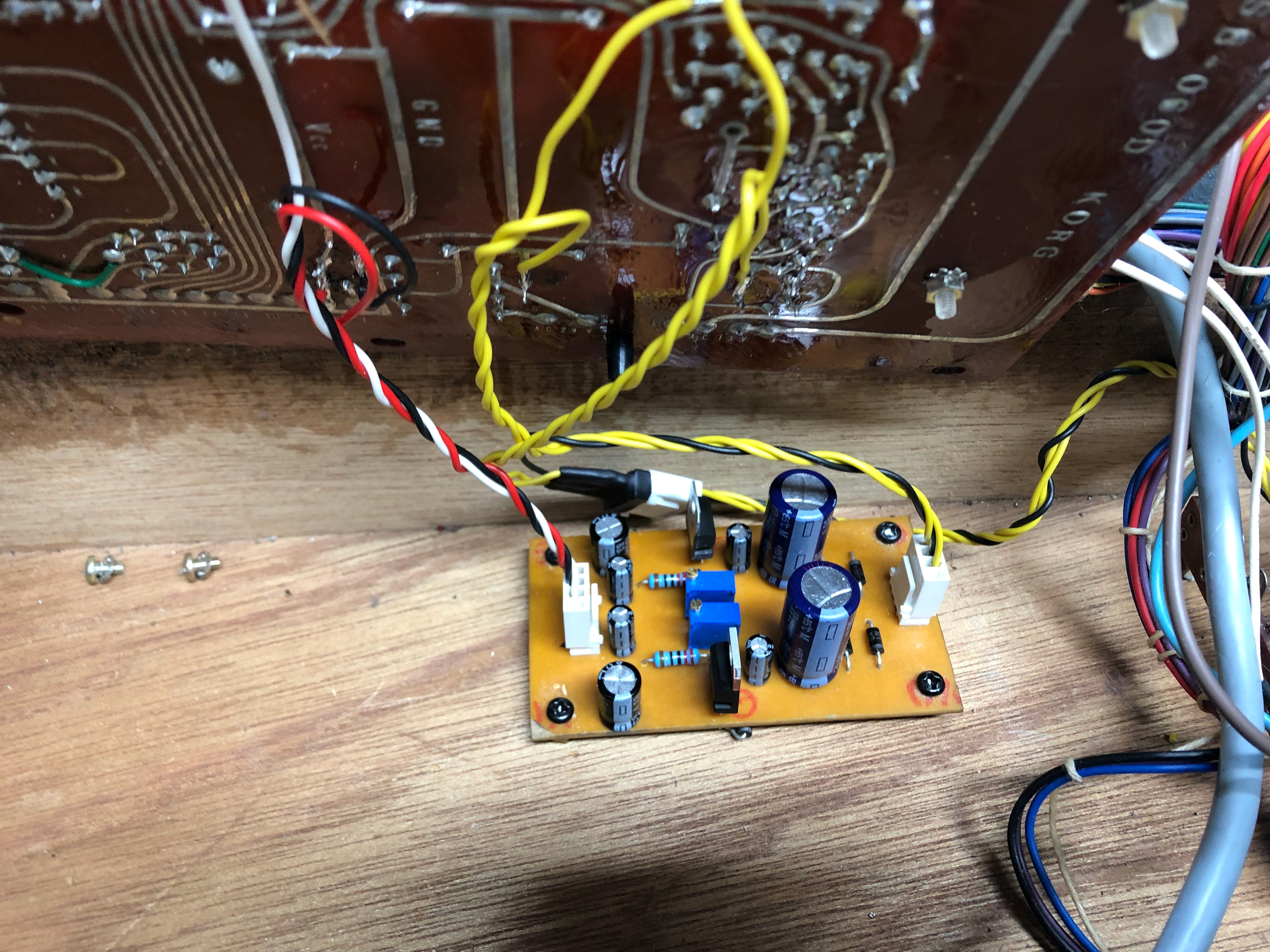 New PSU fitted under original board to replace units unrepairable PSU