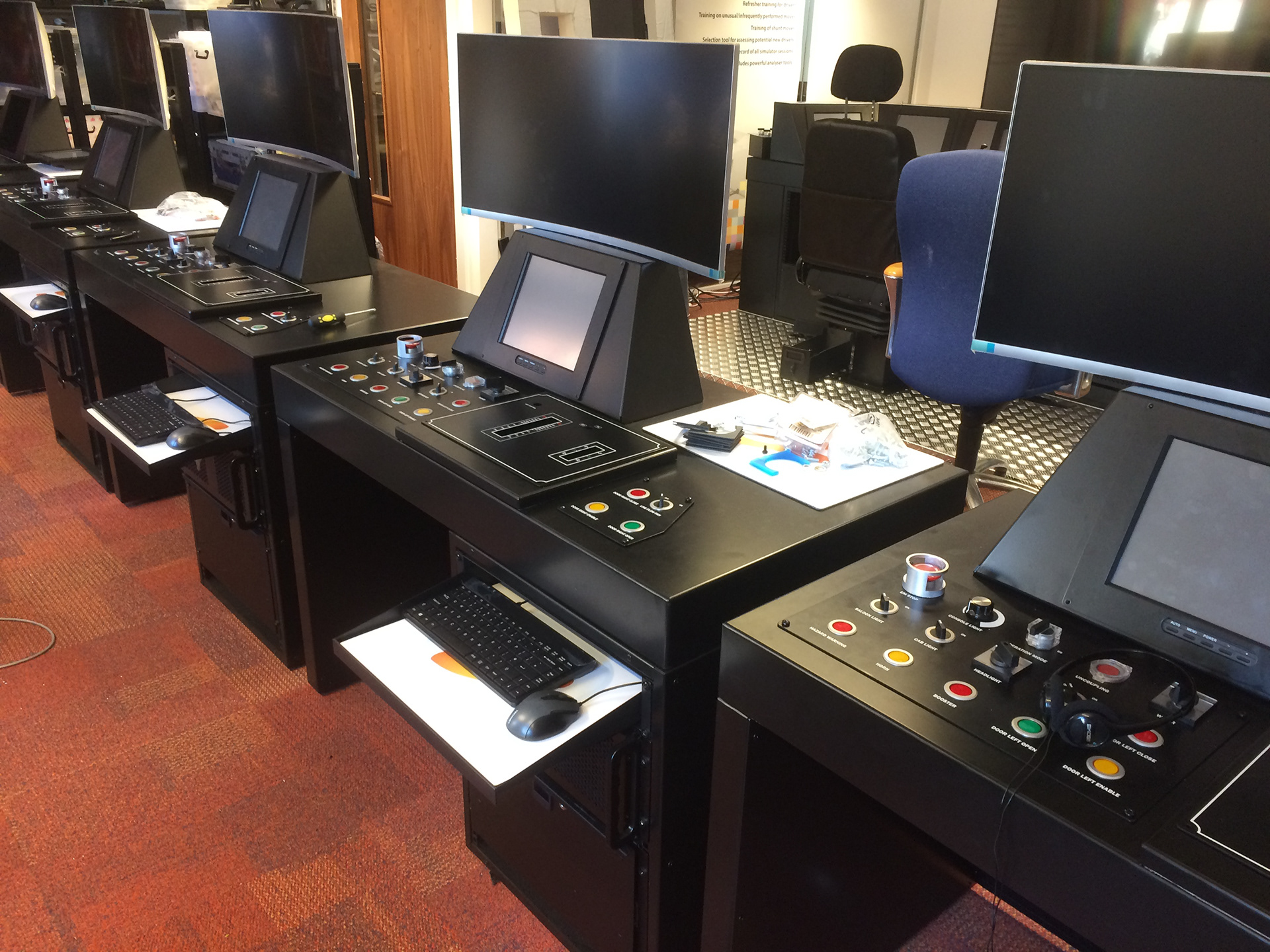 Switch panels fitted to the smaller simulators.