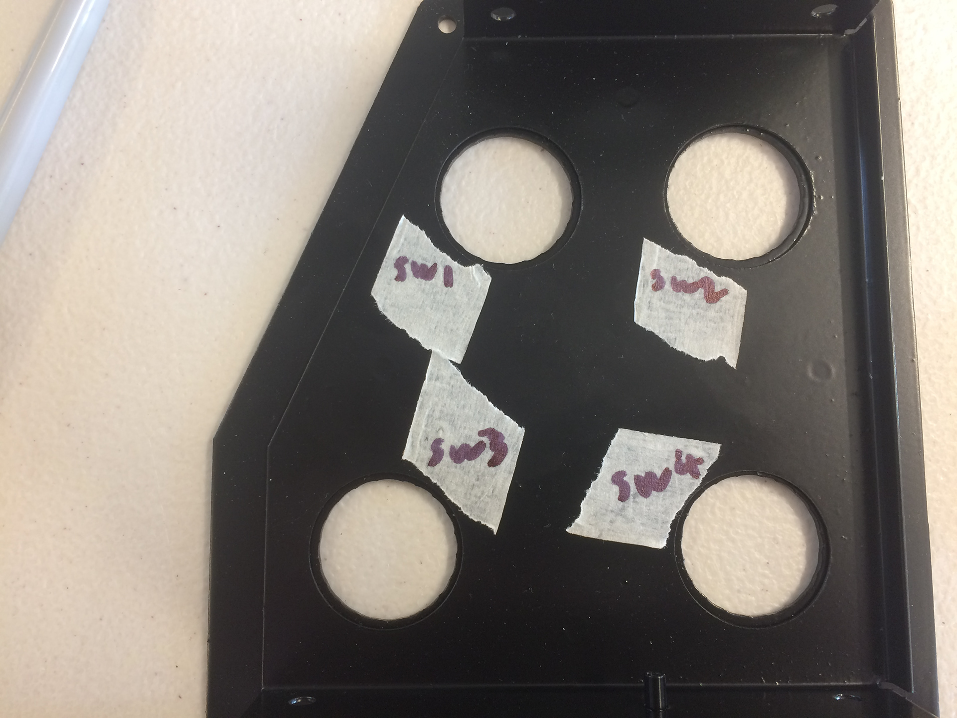 Marking small panel with position of switches.