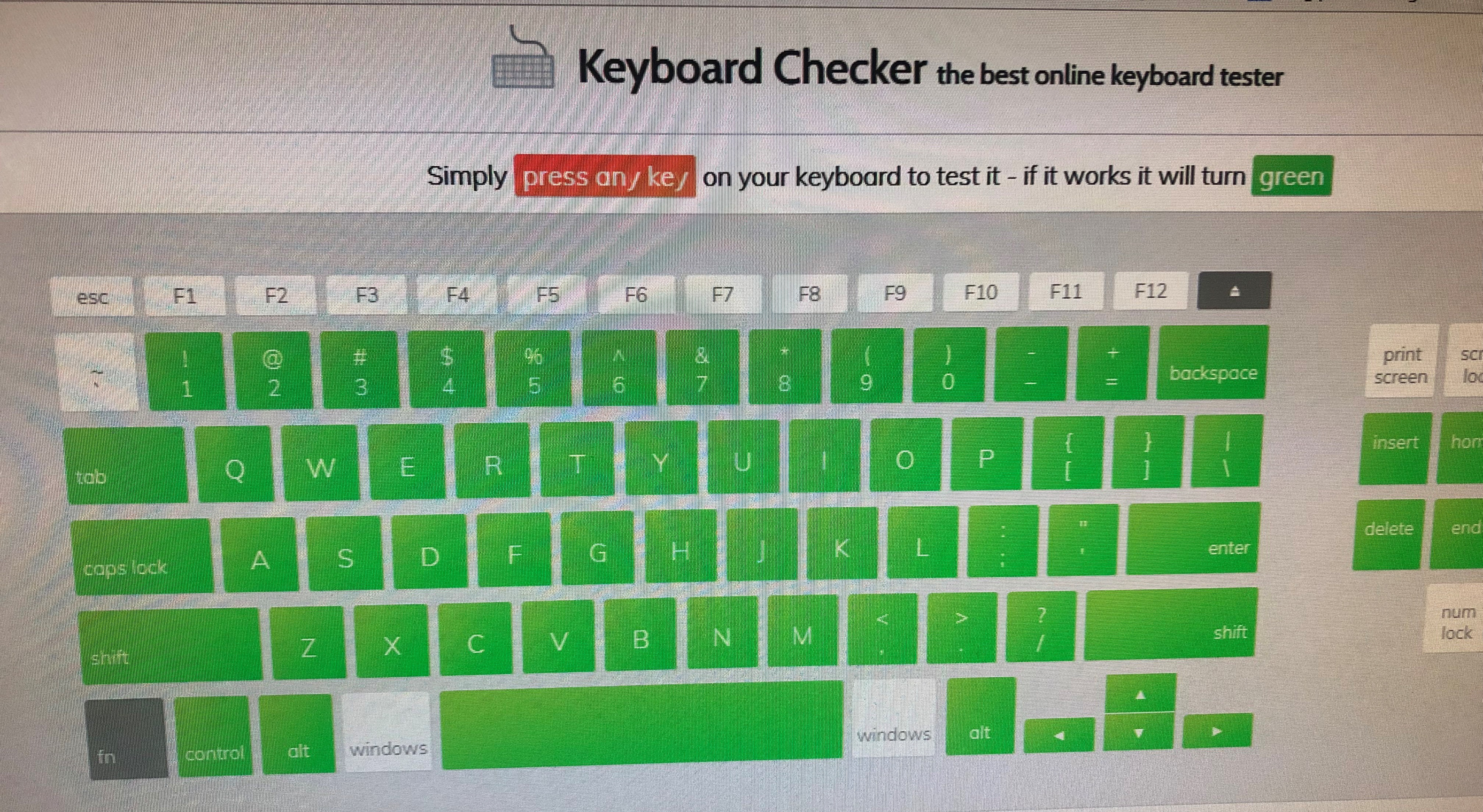 Initial test of keyboard. First row missing