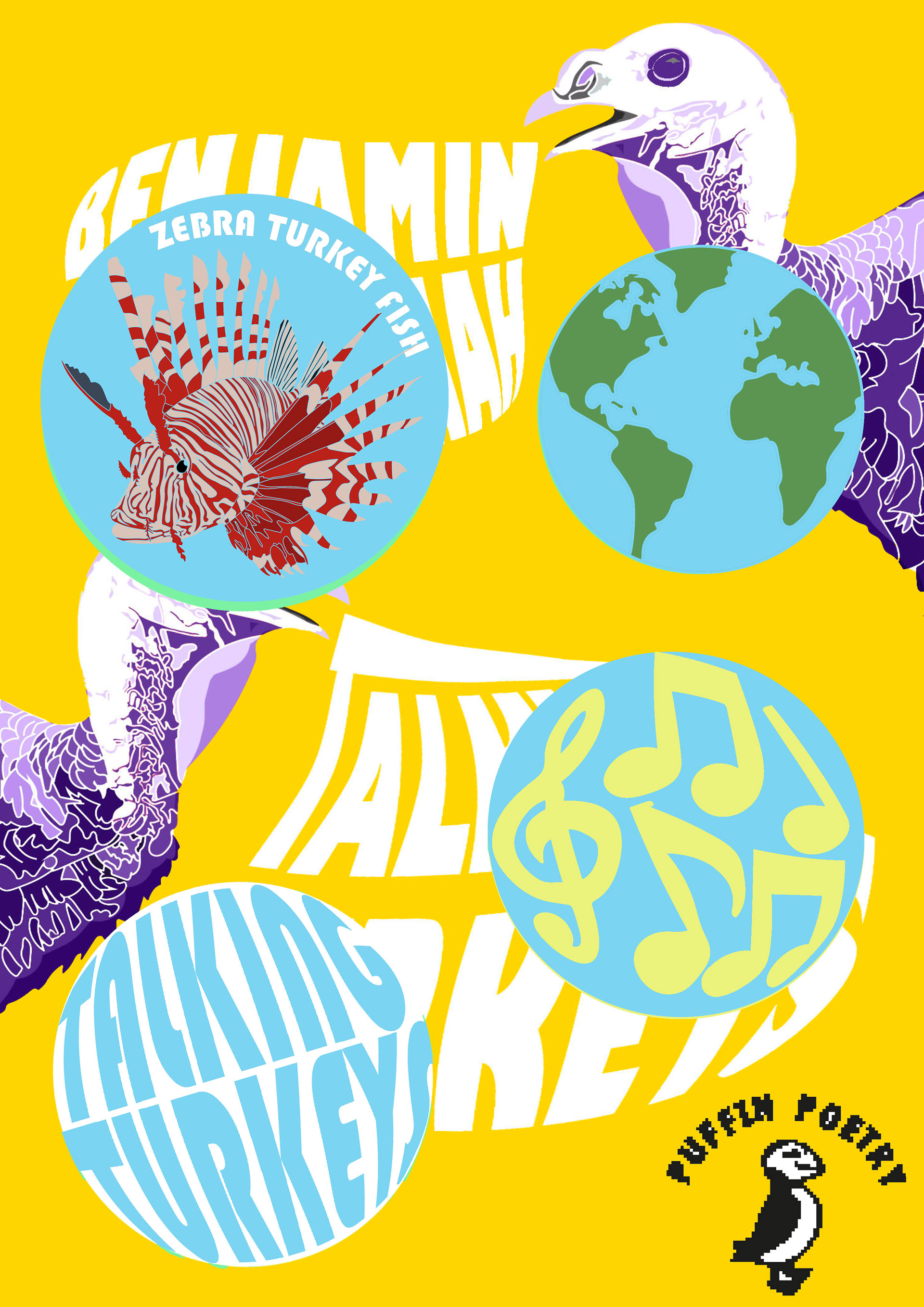 Interactive cover with blue stickers