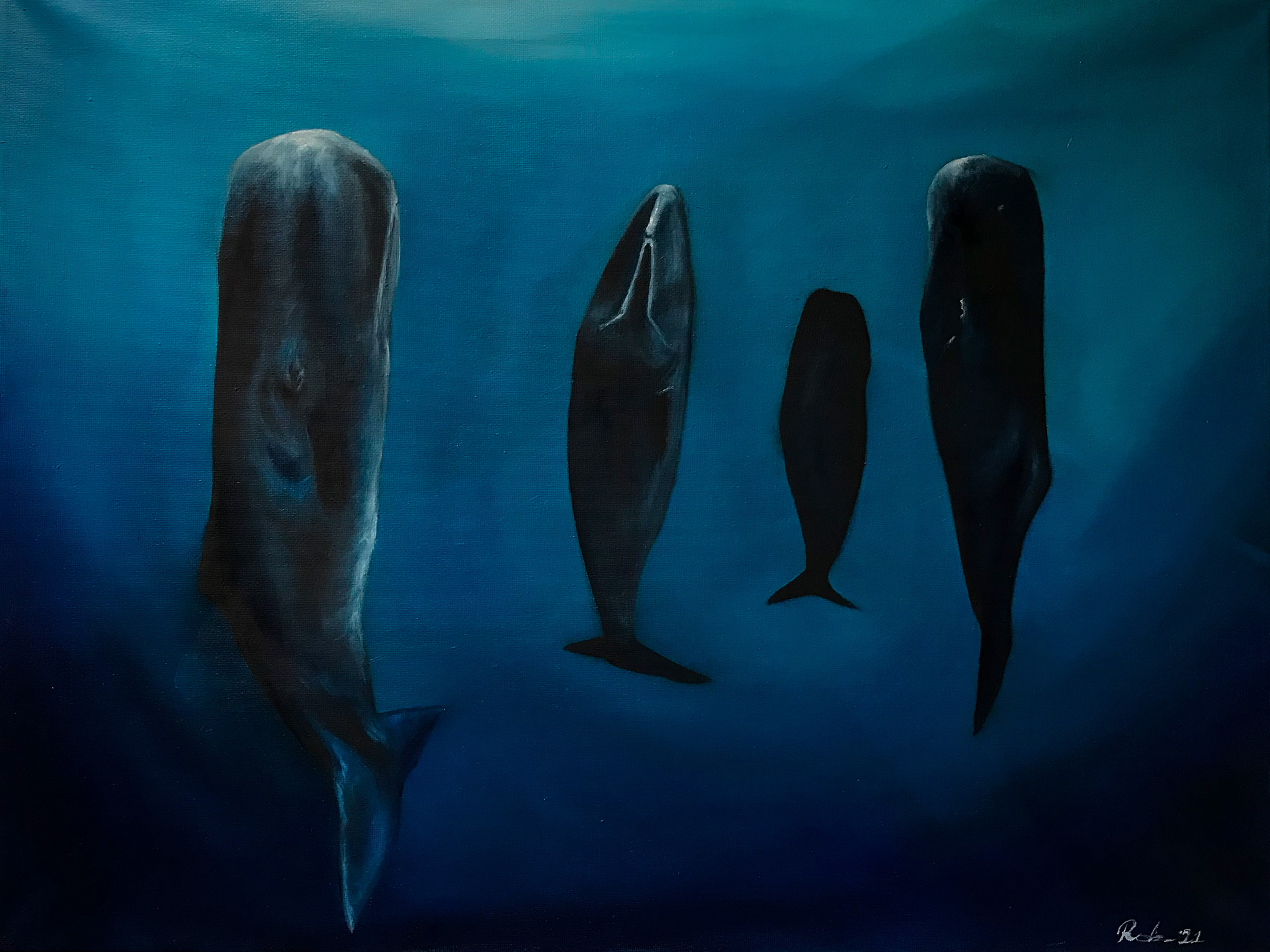 Sleeping Whales, 2021, Oil on Canvas