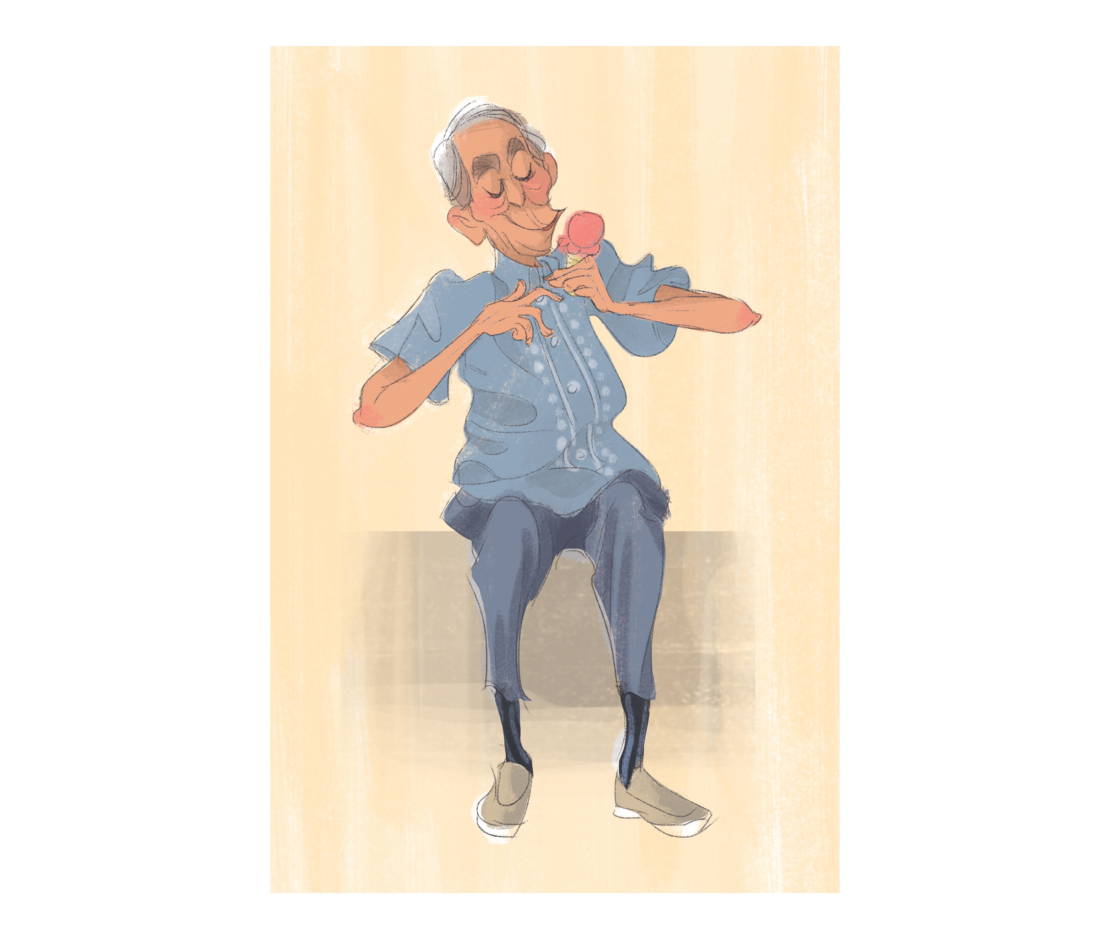 Lolo (Grandpa) eating ice cream